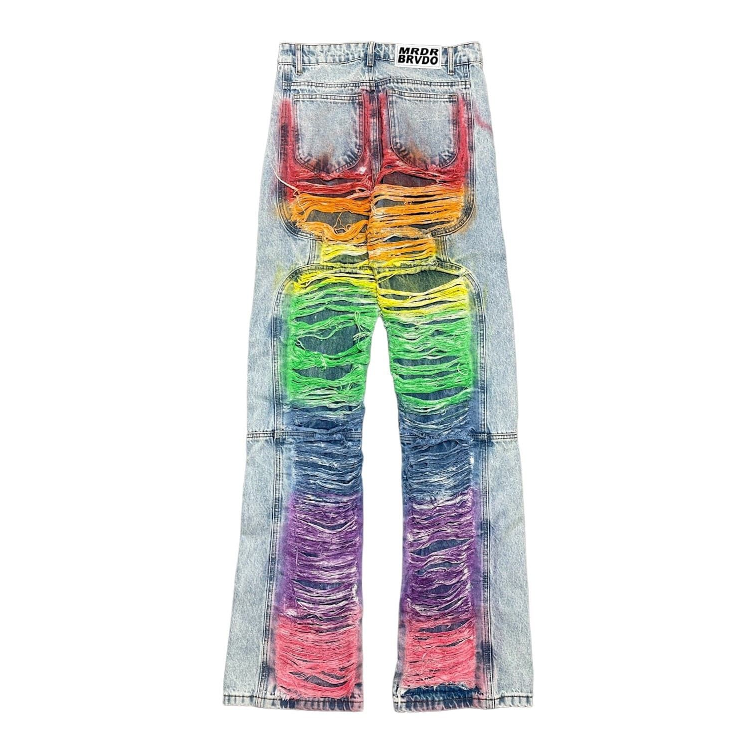 Who Decides War ROYGBIV Distressed Signature Jeans Indigo Size US 40 / EU 56 - 2 Thumbnail