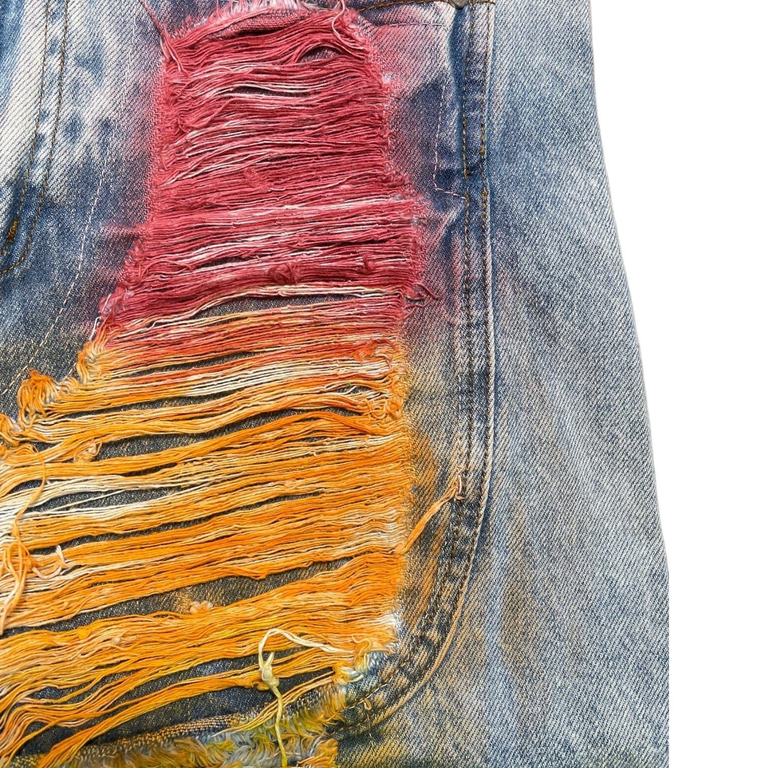 Who Decides War ROYGBIV Distressed Signature Jeans Indigo Size US 40 / EU 56 - 3 Thumbnail