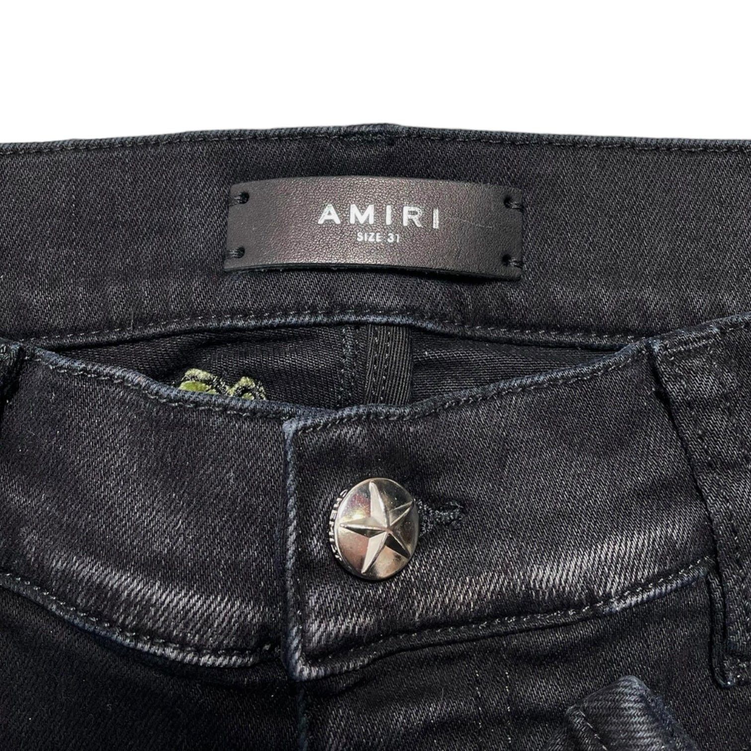 Amiri Amiri x Chemist Camo Leather Star Patch Jeans Aged Black Size US 31 - 4 Thumbnail