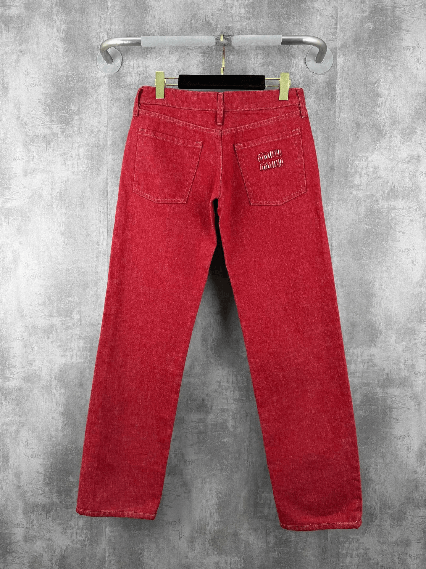Miu Miu Miumiu Red Embroidered Logo Jeans Size 24" / US 00 / IT 34 - 3 Thumbnail