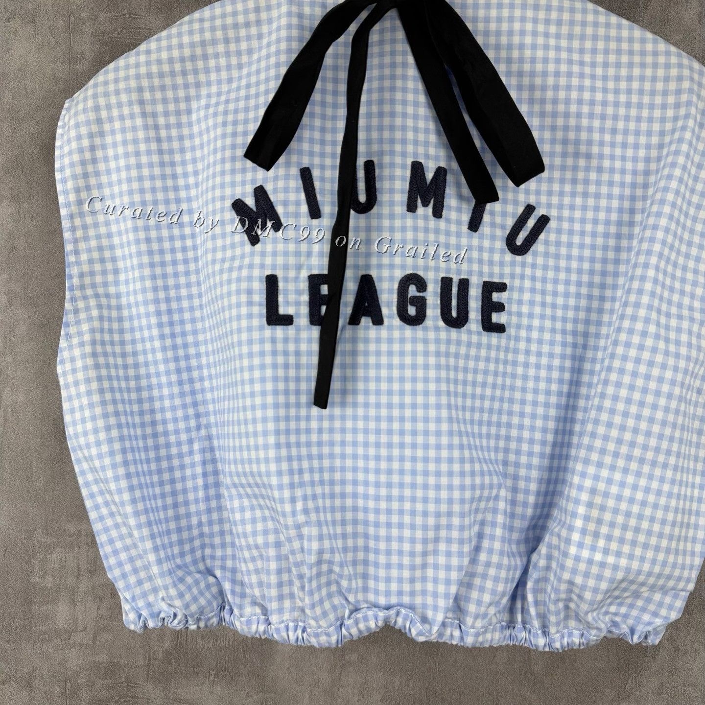 Miu Miu MiuMiu Blue Check Embroidered Logo Sleeveless Shirt Size S / US 4 / IT 40 - 2 Thumbnail
