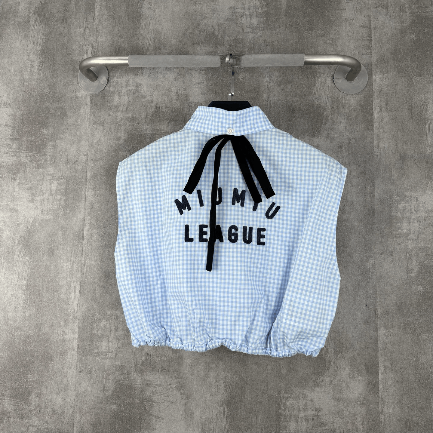 Miu Miu MiuMiu Blue Check Embroidered Logo Sleeveless Shirt Size S / US 4 / IT 40 - 3 Thumbnail