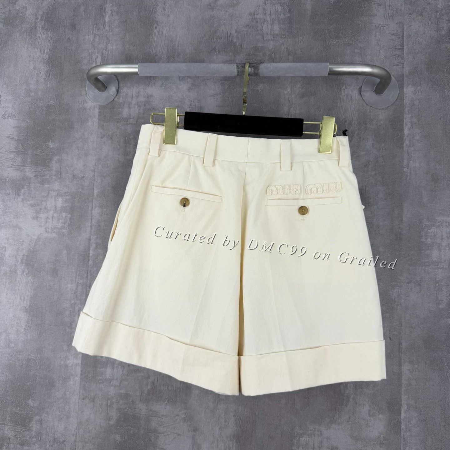 Miu Miu MiuMiu Milkshake White Embroidered Logo Shorts Size 38" / US 16 / IT 52 - 2 Thumbnail