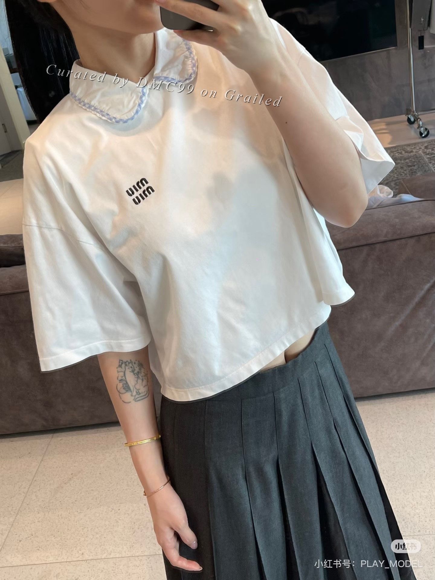 Miu Miu MiuMiu Preppy Embroidered Logo Peter Pan T-Shirt Size XS / US 0-2 / IT 36-38 - 3 Thumbnail