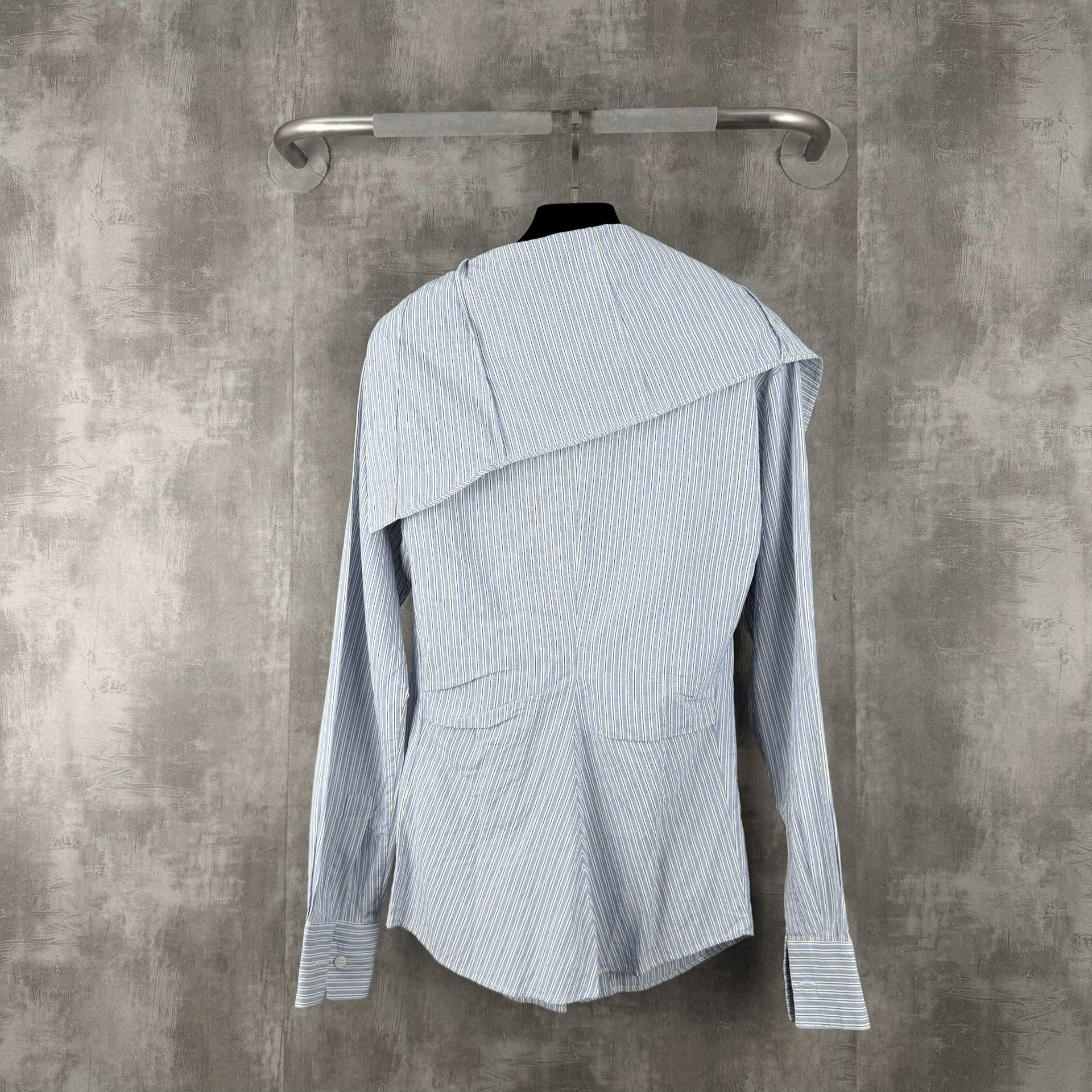 Acne Studios Acne Studios Irregular Blue White Striped Shirt Coat Size XXS / US 00 / IT 34 - 3 Thumbnail