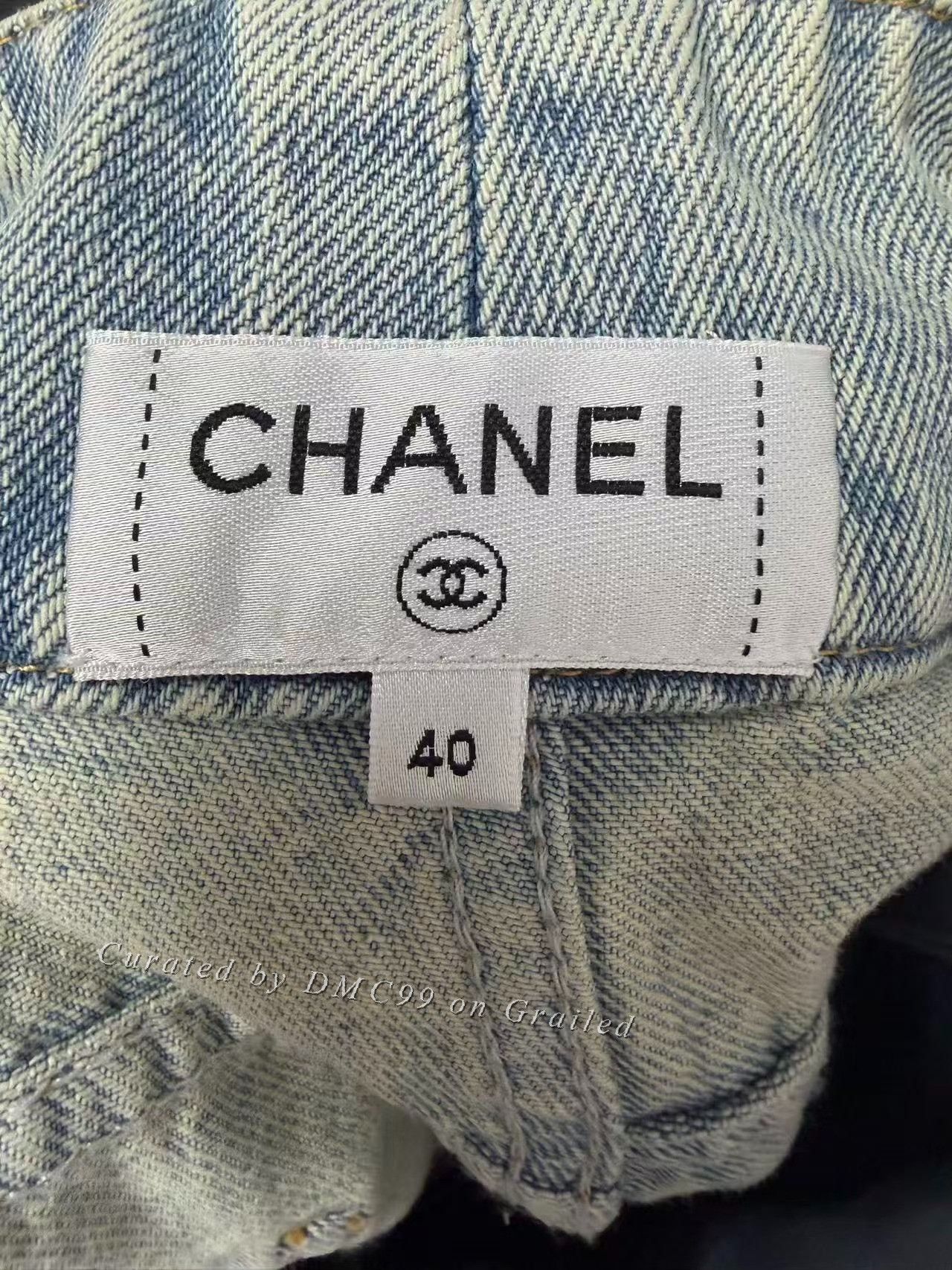 Chanel Chanel Camellia Patchwork Denim Wide-Leg Pants Size 40" / US 18 - 4 Thumbnail