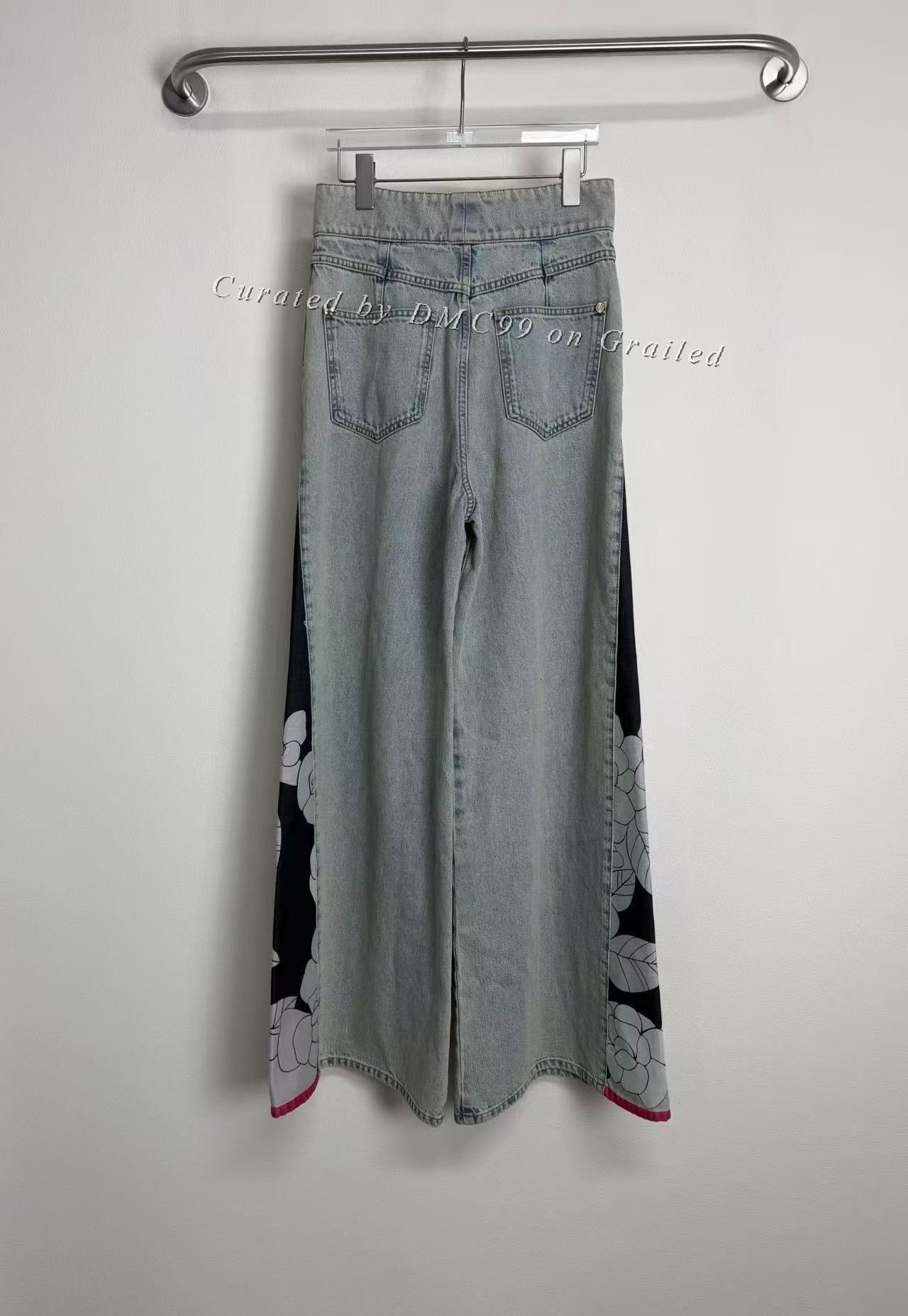 Chanel Chanel Camellia Patchwork Denim Wide-Leg Pants Size 40" / US 18 - 2 Thumbnail