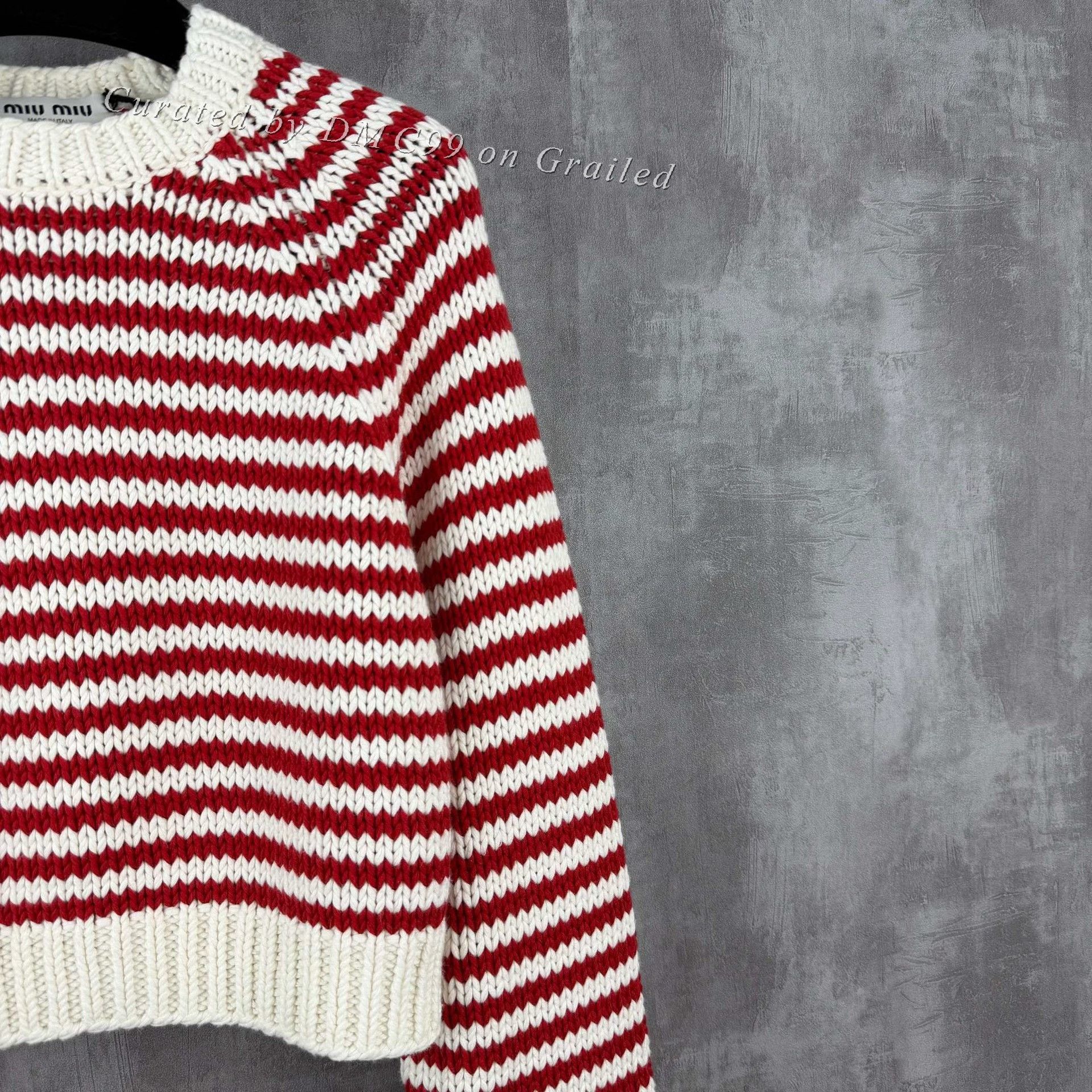 Miu Miu Miumiu Logo Red White Stripe Knit Sweater Size S / US 4 / IT 40 - 2 Thumbnail