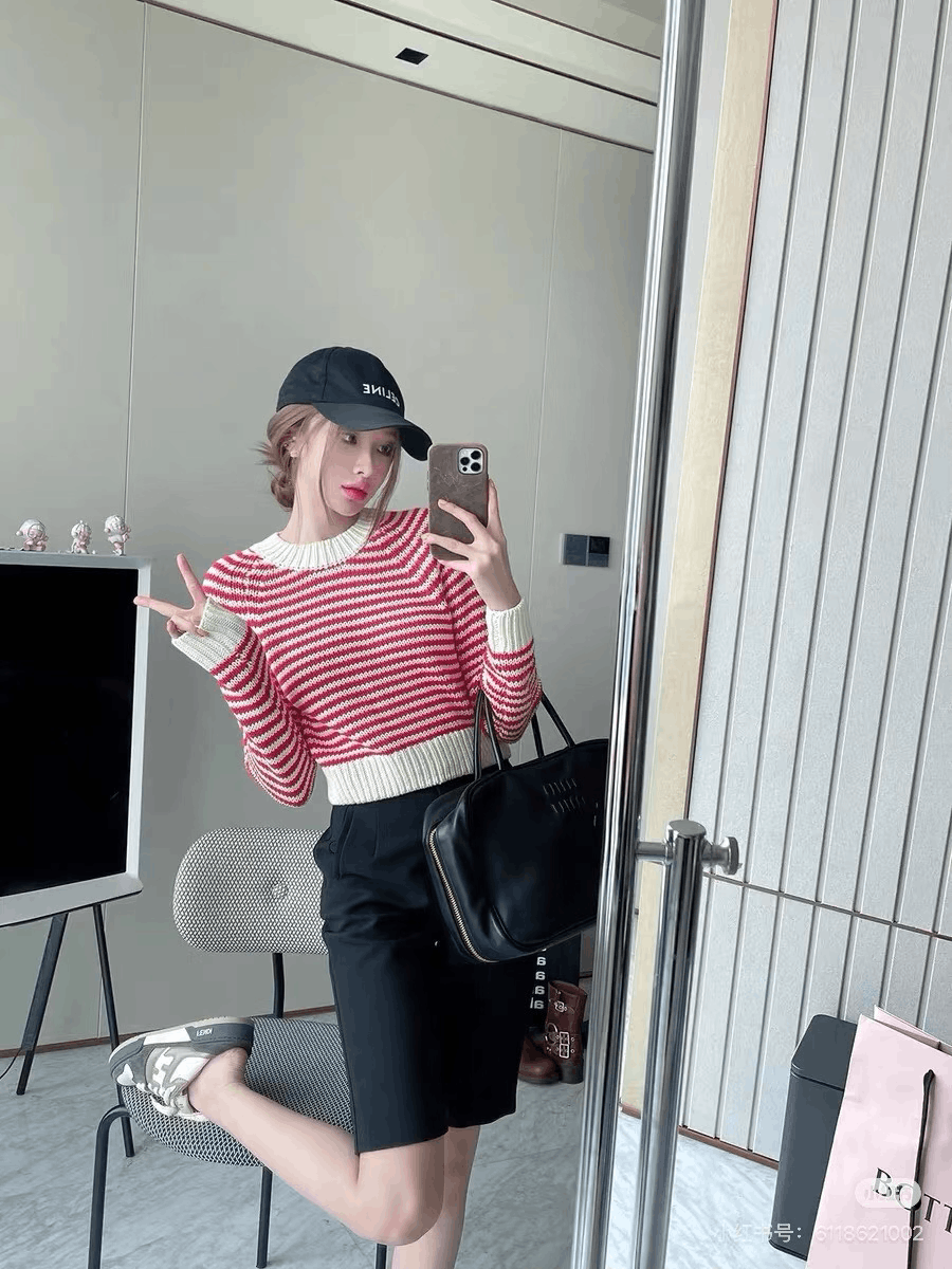 Miu Miu Miumiu Logo Red White Stripe Knit Sweater Size S / US 4 / IT 40 - 8 Thumbnail