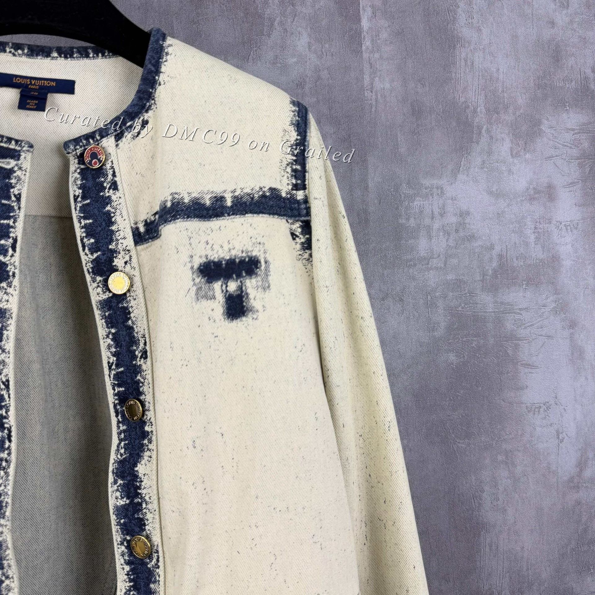 Louis Vuitton Louis Vuitton Gold Buckle Tie-Dye Denim Jacket Size S / US 4 / IT 40 - 2 Thumbnail