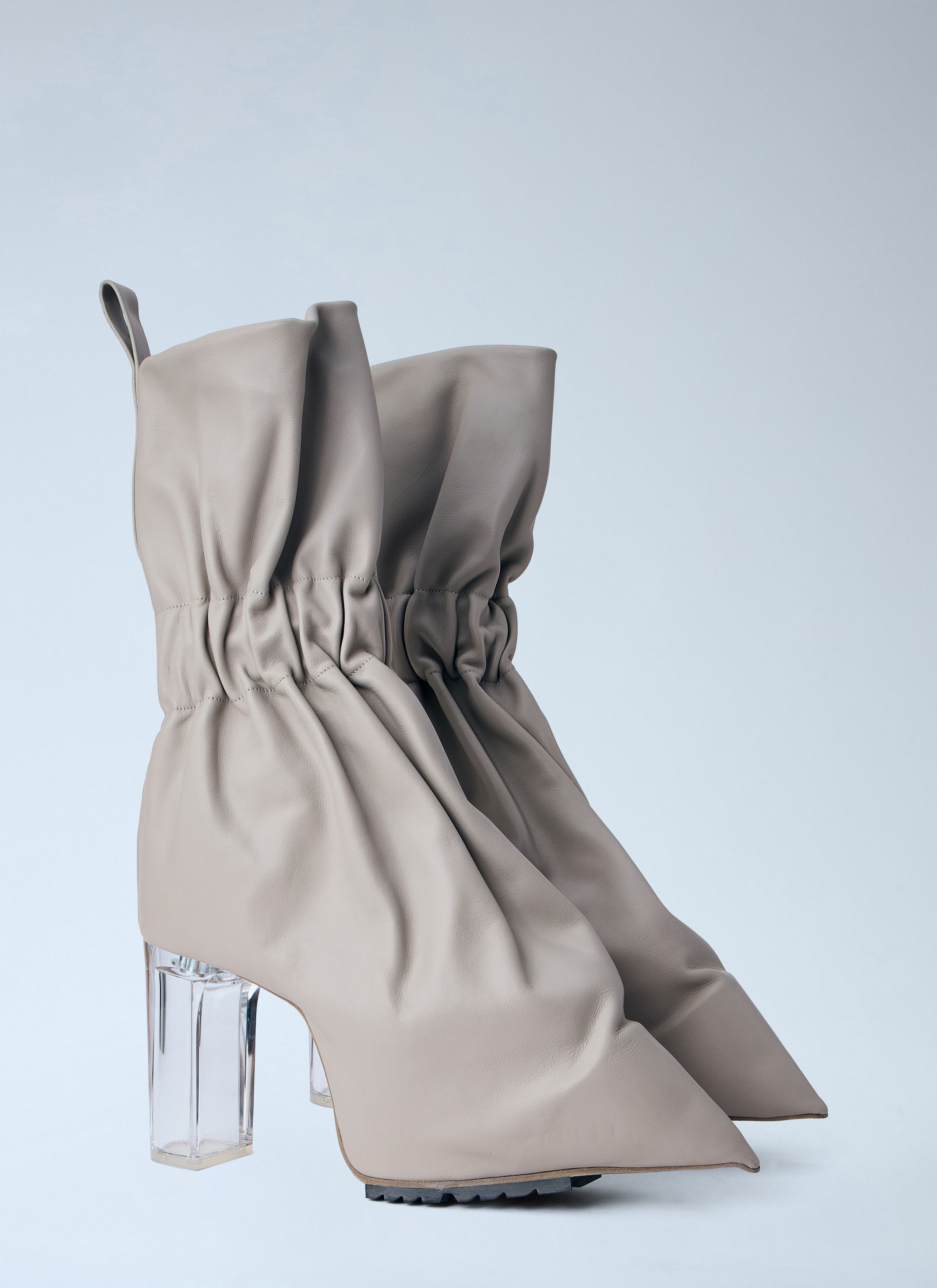 Rick Owens Taquito Gathered Leather Ankle Boots Size US 7 / IT 37 - 2 Thumbnail