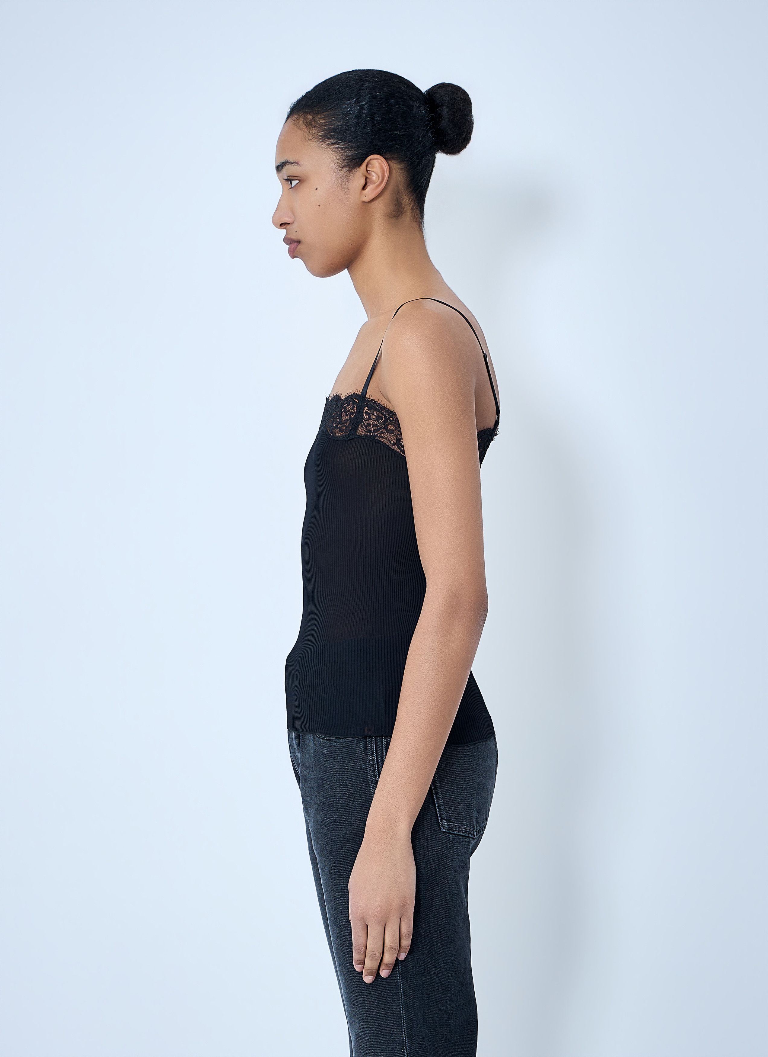Saint Laurent Paris Lace-Trimmed Silk Tank Top Size M / US 6-8 / IT 42-44 - 3 Thumbnail