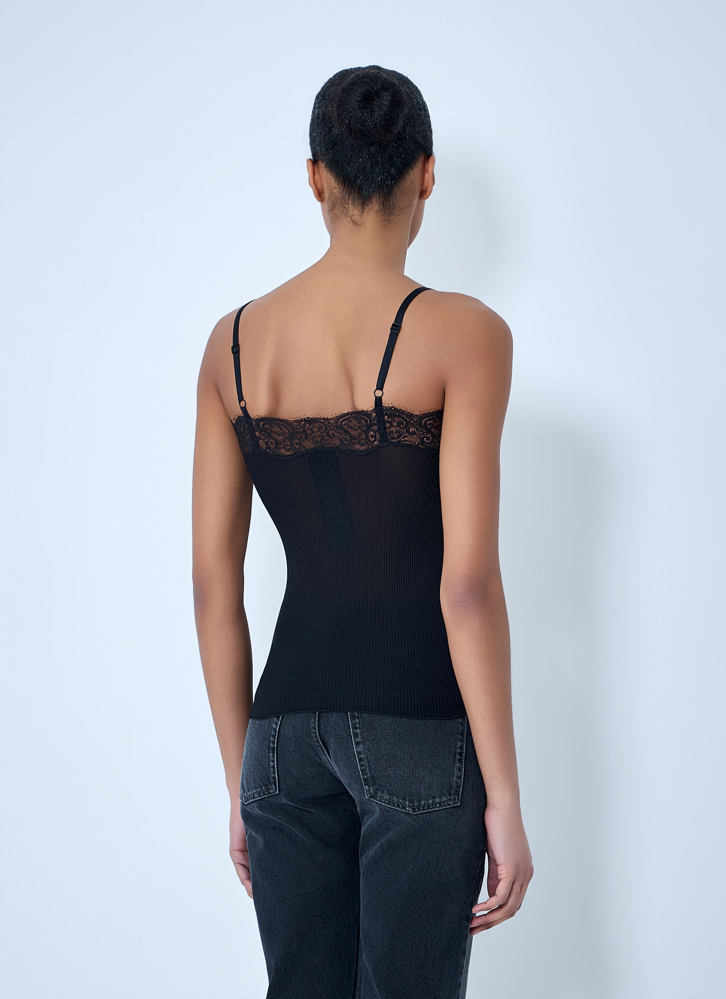 Saint Laurent Paris Lace-Trimmed Silk Tank Top Size M / US 6-8 / IT 42-44 - 4 Thumbnail