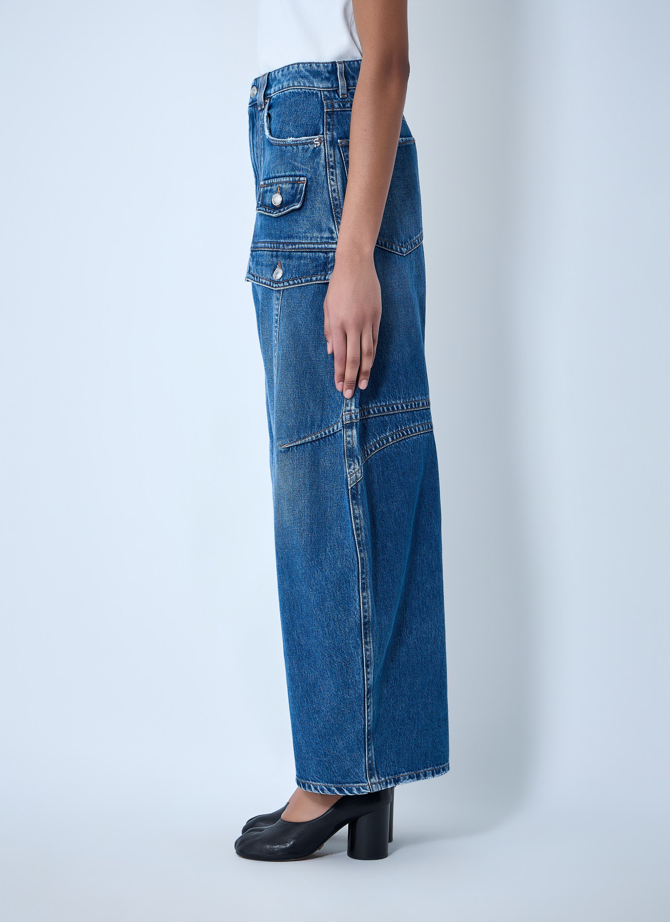 Sportmax Wide-Leg Denim Trousers Size 27" / US 4 / IT 40 - 3 Thumbnail