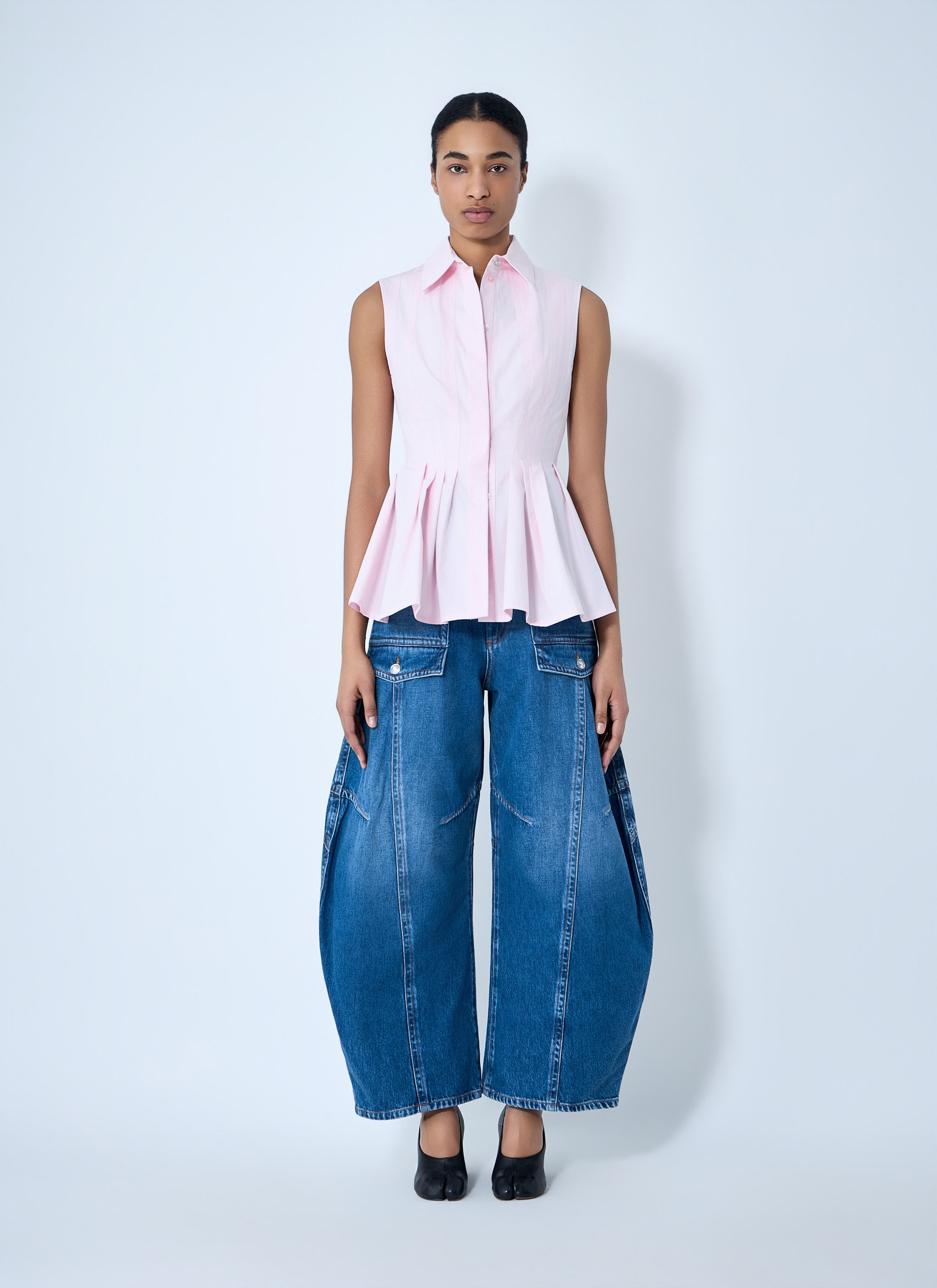 Sportmax Wide-Leg Denim Trousers Size 28" / US 6 / IT 42 - 2 Thumbnail