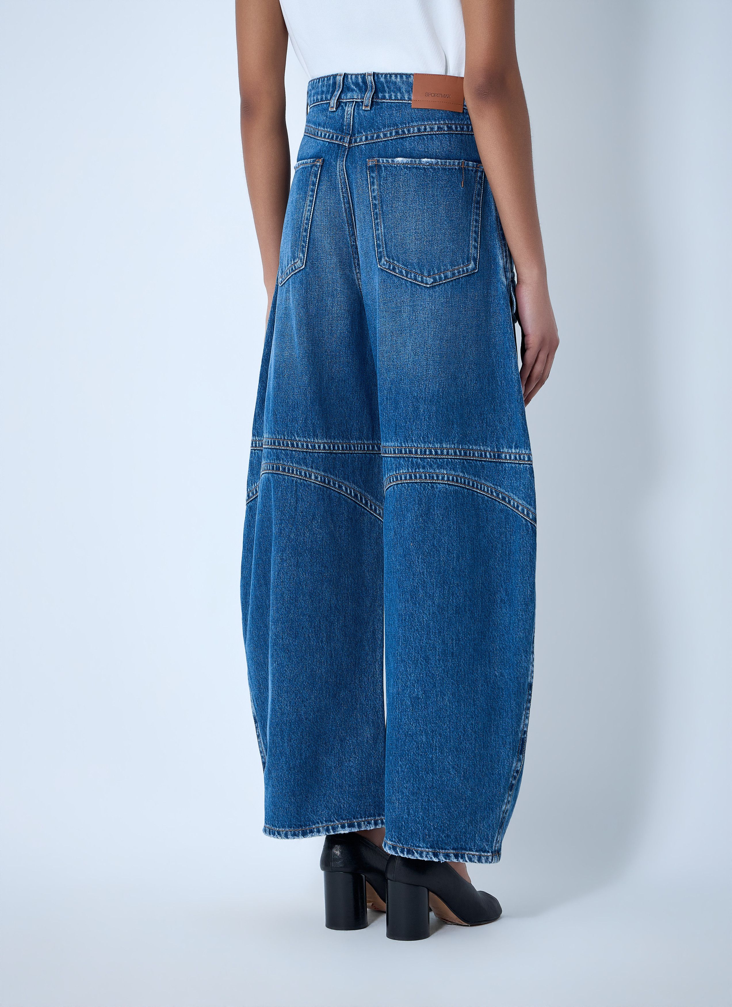 Sportmax Wide-Leg Denim Trousers Size 28" / US 6 / IT 42 - 4 Thumbnail