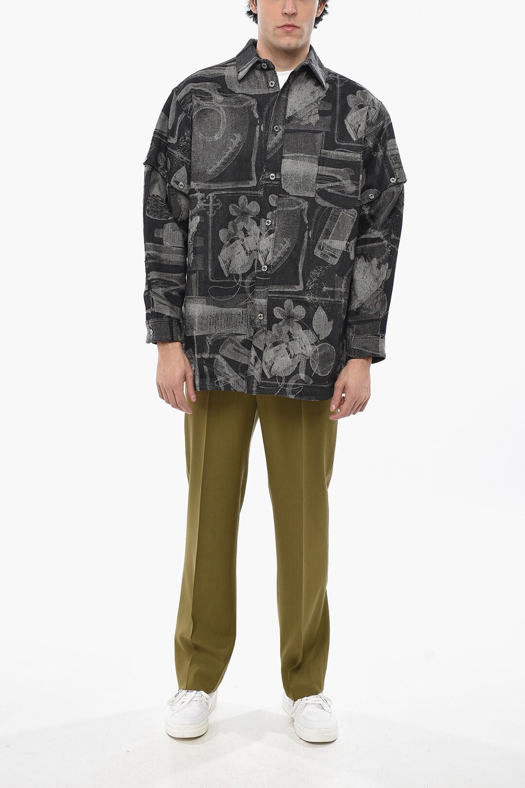 Off-White Jacquard Overshirt with Logo Buttons Size US XS / EU 42 / 0 - 4 Thumbnail