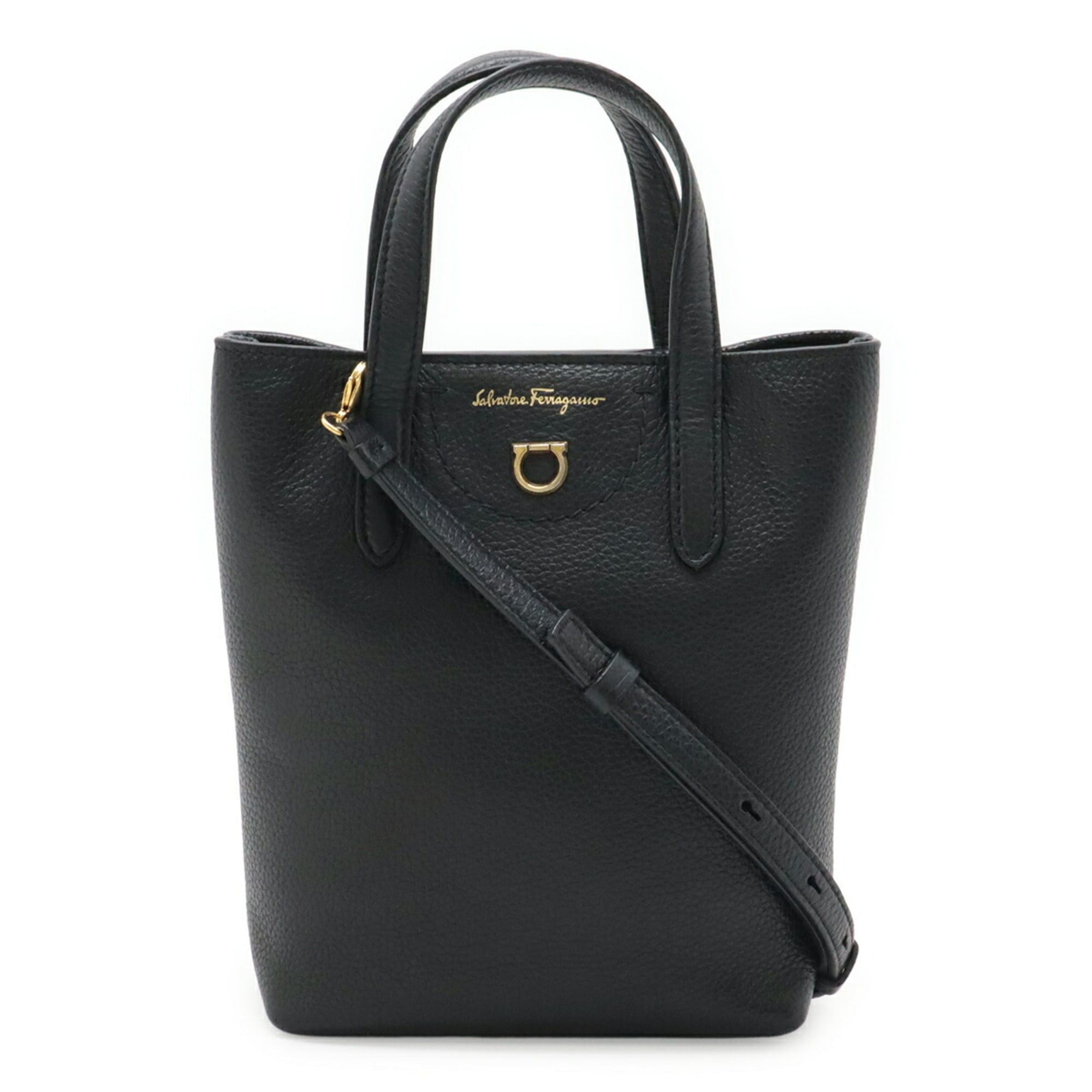 Salvatore Ferragamo Salvatore Ferragamo Gancini Handbag/Shoulder Bag, Leather, Black, AU-21 2964 Size ONE SIZE - 2 Thumbnail