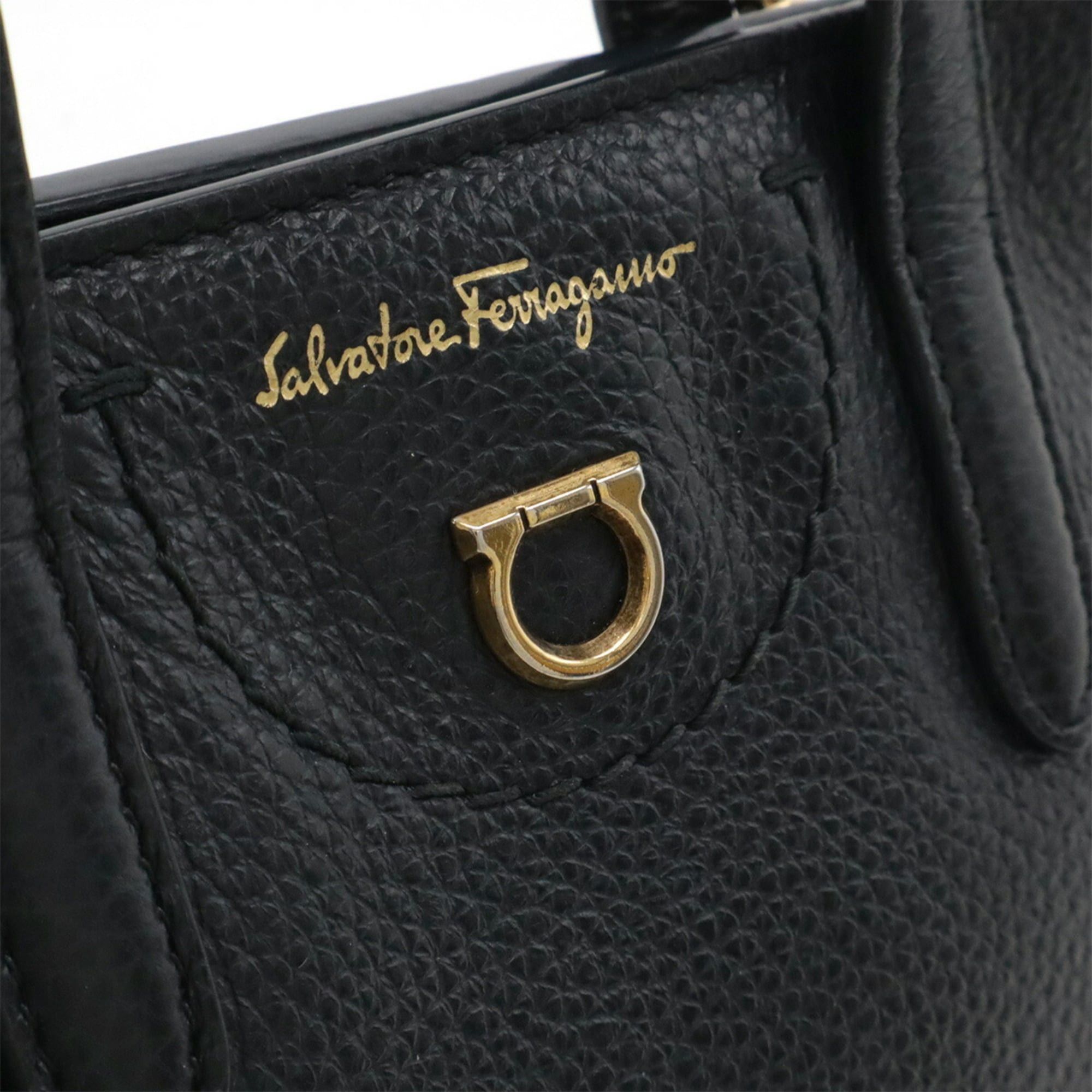 Salvatore Ferragamo Salvatore Ferragamo Gancini Handbag/Shoulder Bag, Leather, Black, AU-21 2964 Size ONE SIZE - 6 Thumbnail