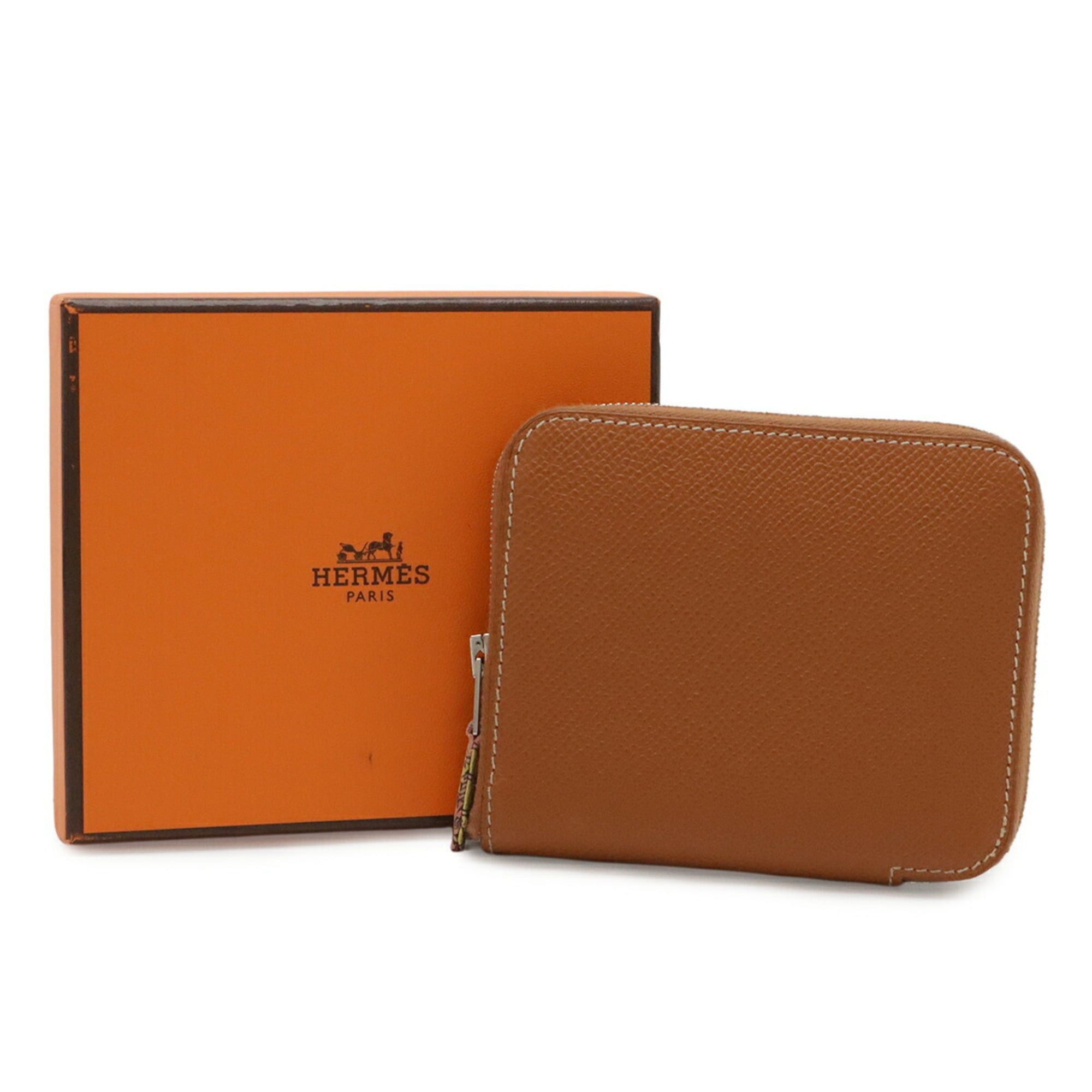 Hermes HERMES Azap Silk In Compact Wallet/Coin Purse, Round, Veau Epsom Leather, Cognac, □R Stamp Size ONE SIZE - 9 Thumbnail