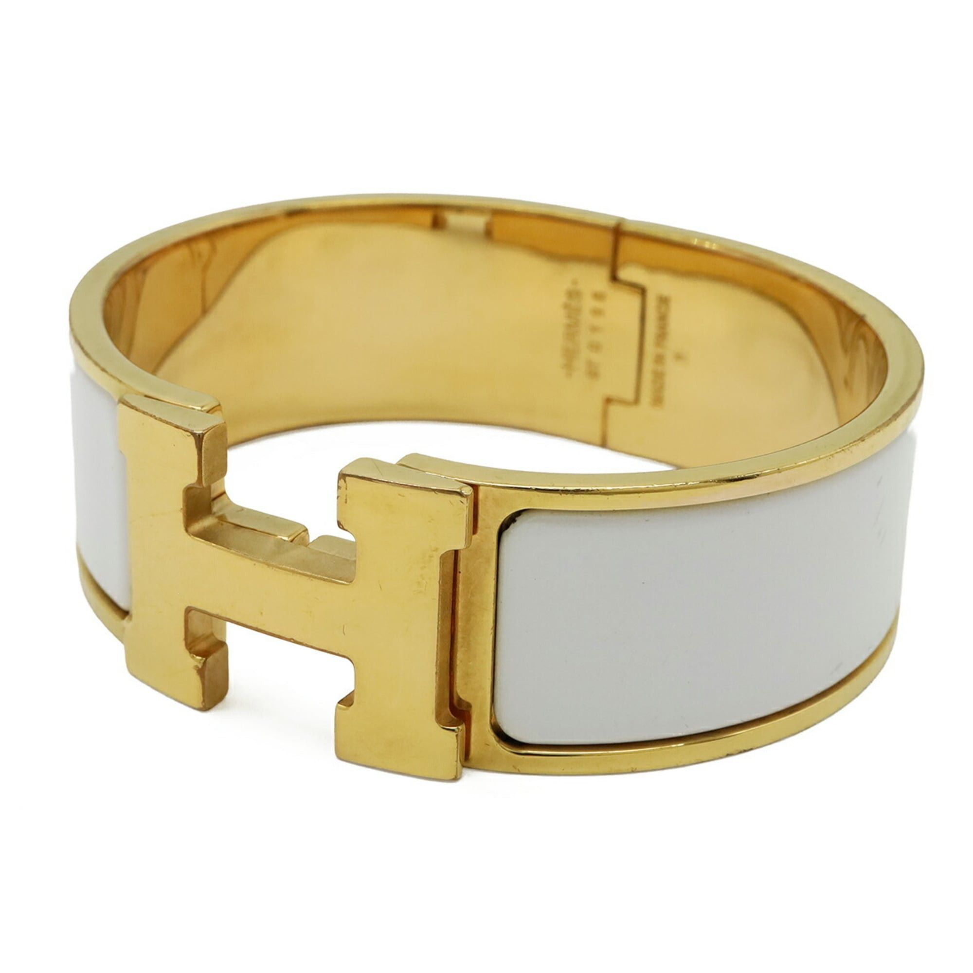 Hermes HERMES Clic Clac H PM Bracelet Bangle Enamel GP Gold Plated White Size ONE SIZE - 2 Thumbnail