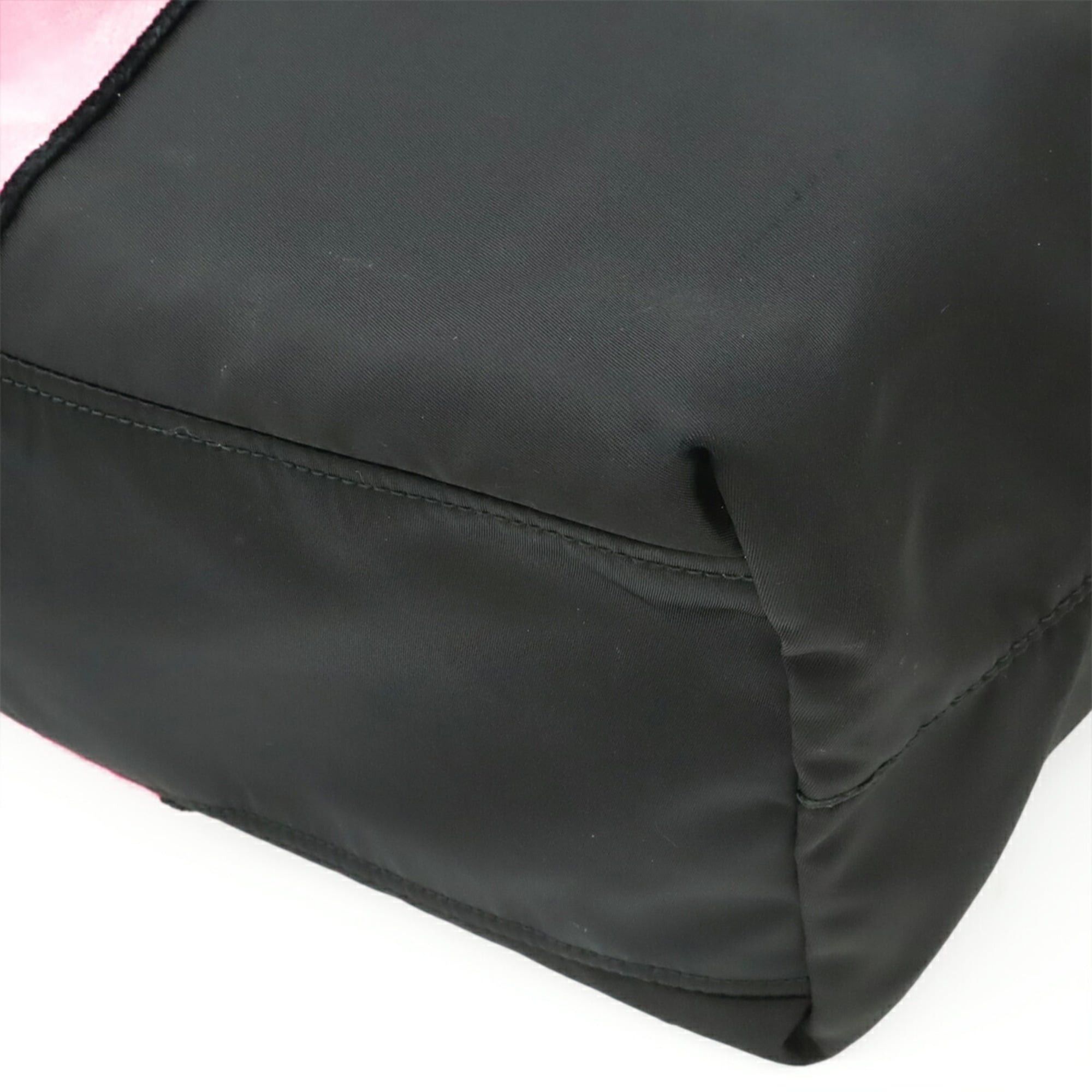 Prada PRADA Velour Belt Motif Tote Bag Shoulder Nylon Leather Black Pink 1BG065 Size ONE SIZE - 4 Thumbnail