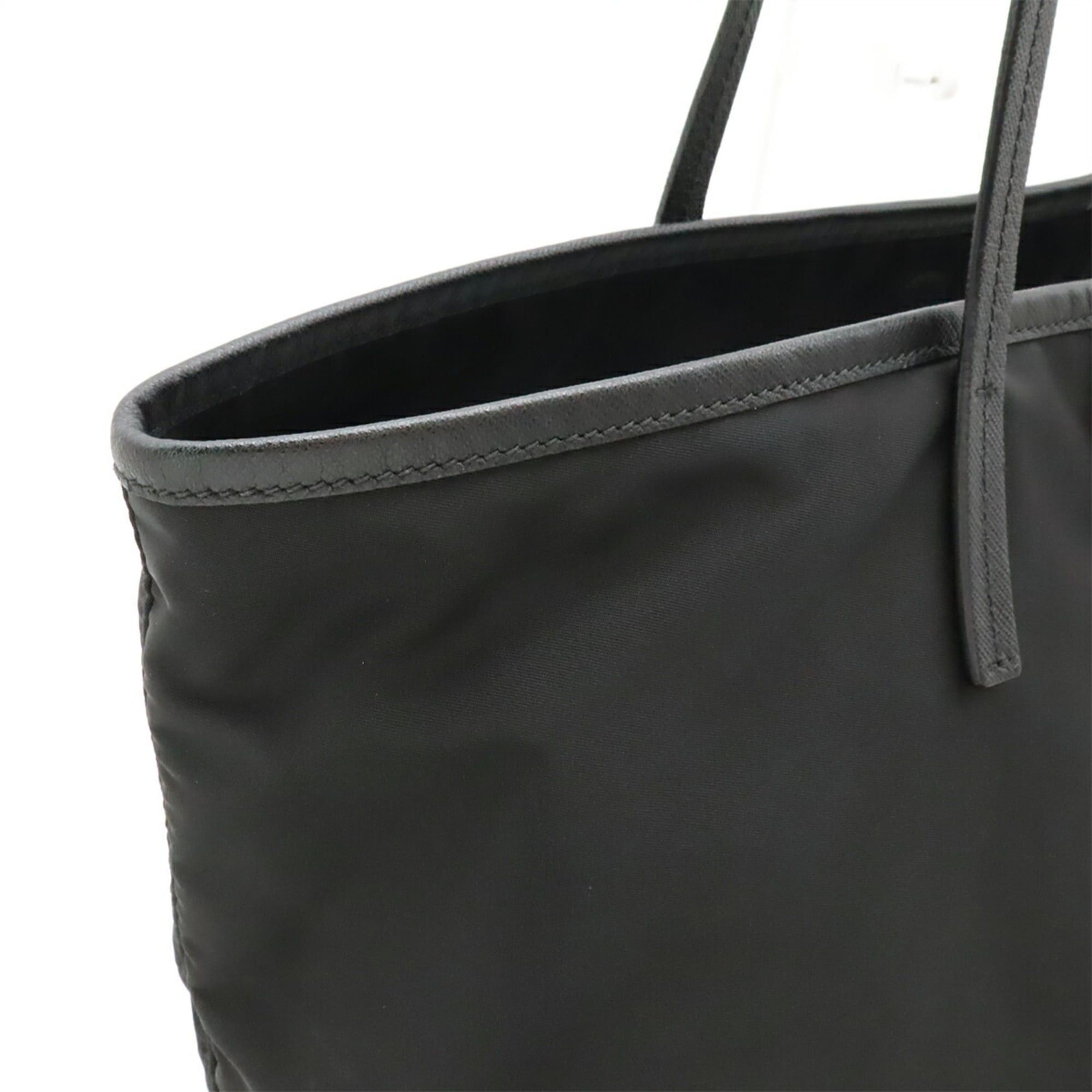 Prada PRADA Velour Belt Motif Tote Bag Shoulder Nylon Leather Black Pink 1BG065 Size ONE SIZE - 8 Thumbnail