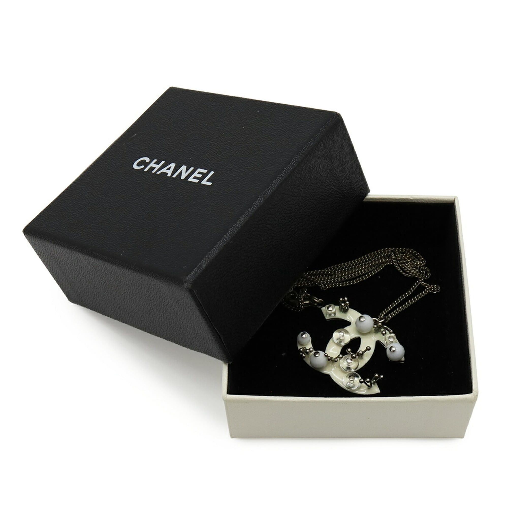 Chanel CHANEL Coco Mark Chain Necklace Pendant, Metal Enamel Beads, Silver Ivory, B10A Size ONE SIZE - 8 Thumbnail