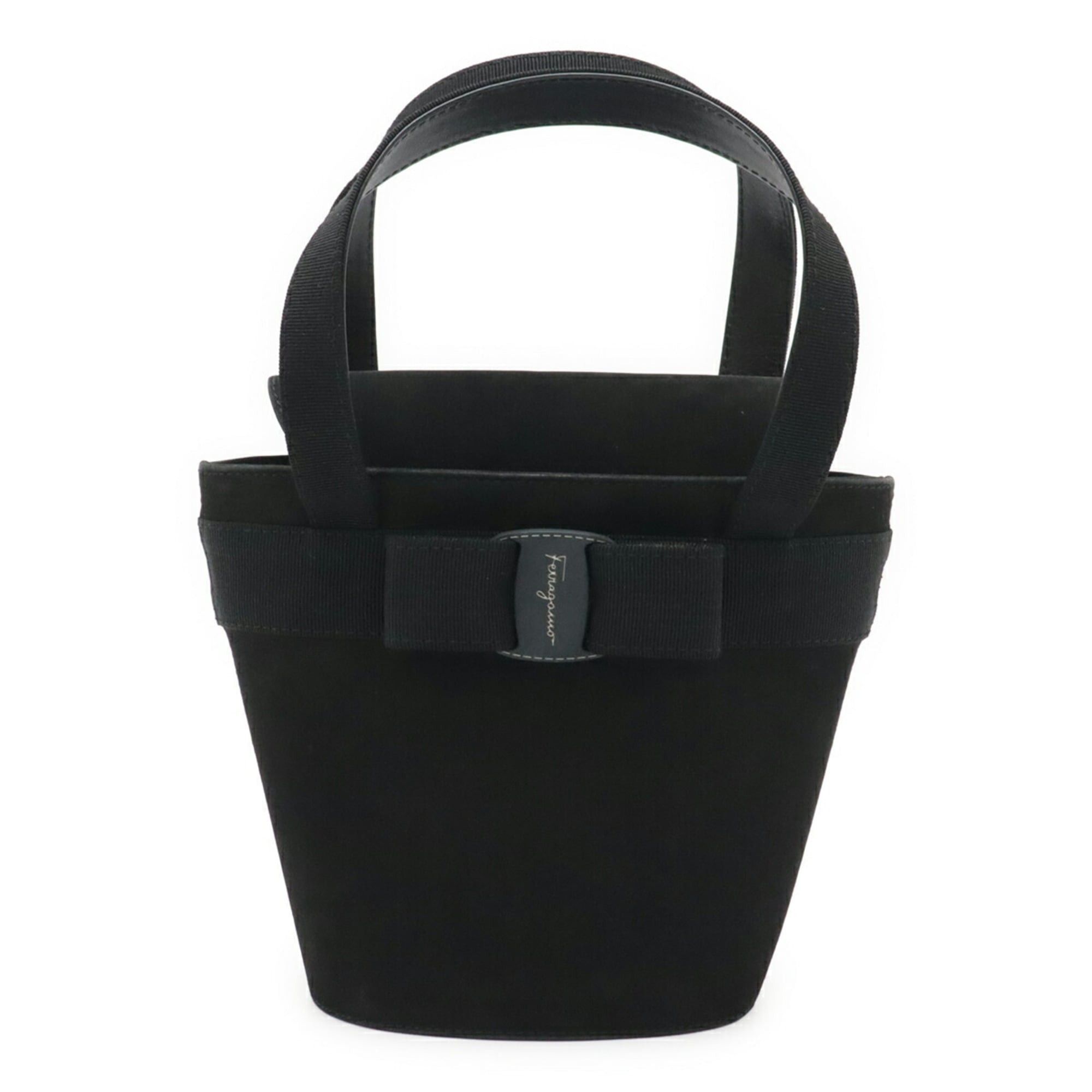 Salvatore Ferragamo Salvatore Ferragamo Vara Ribbon Bucket Bag Handbag, Suede, Black, BA217183 Size ONE SIZE - 2 Thumbnail