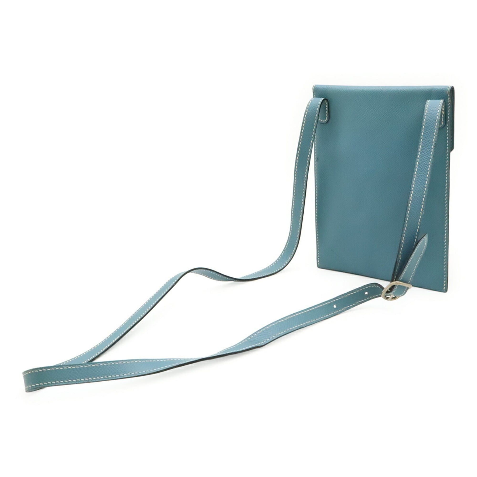 Hermes HERMES Amelie Shoulder Bag Pochette Courchevel Leather Blue Jean Light □D Stamp Size ONE SIZE - 3 Thumbnail