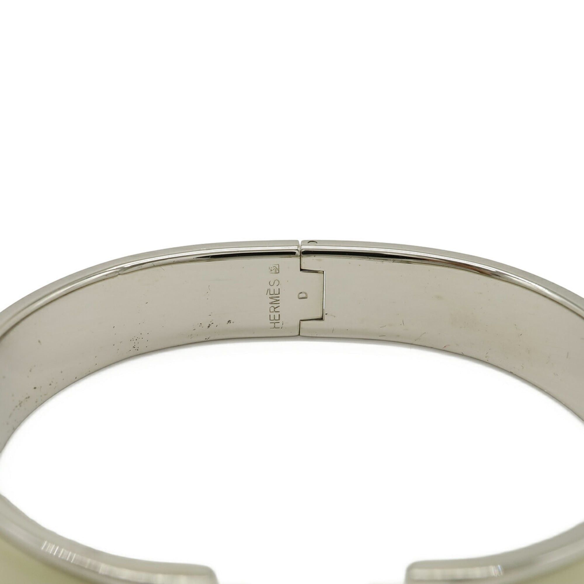 Hermes HERMES Clic H PM Bracelet Bangle Enamel Metal Ivory White Size ONE SIZE - 5 Thumbnail