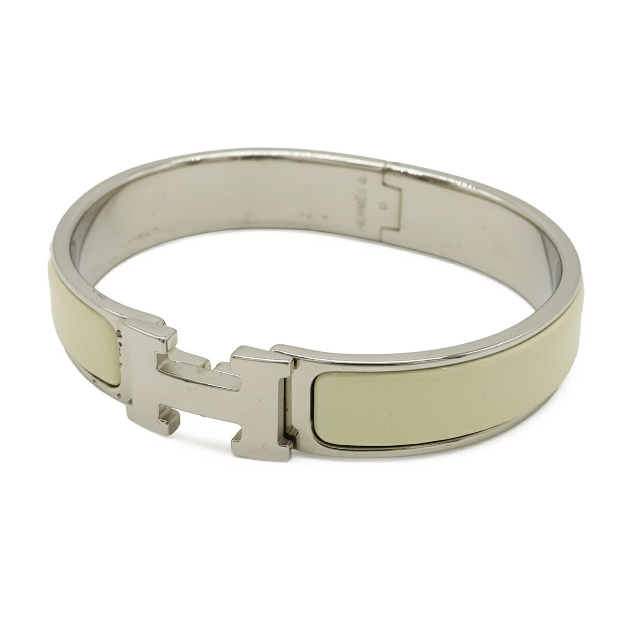 Hermes HERMES Clic H PM Bracelet Bangle Enamel Metal Ivory White Size ONE SIZE - 2 Thumbnail
