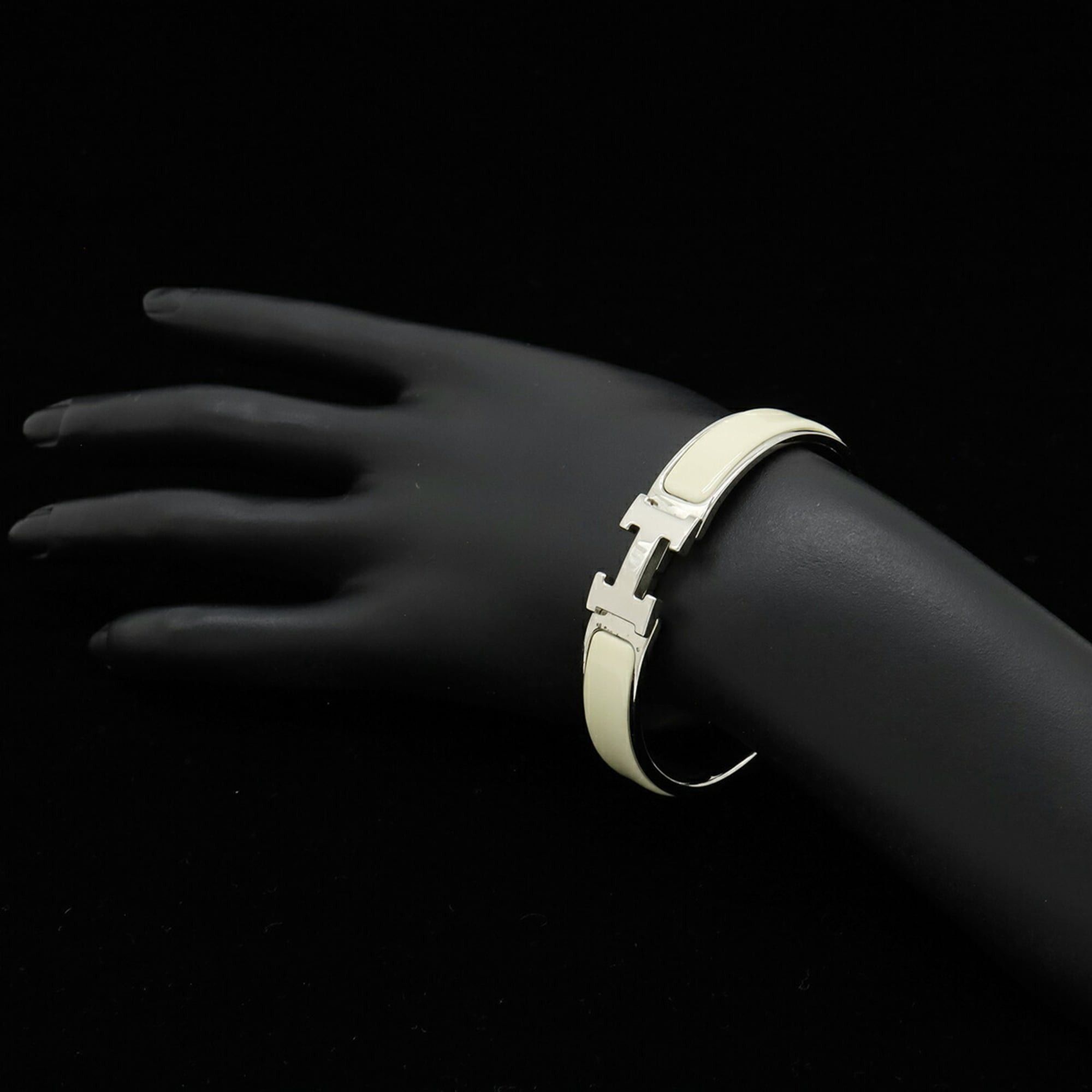 Hermes HERMES Clic H PM Bracelet Bangle Enamel Metal Ivory White Size ONE SIZE - 6 Thumbnail