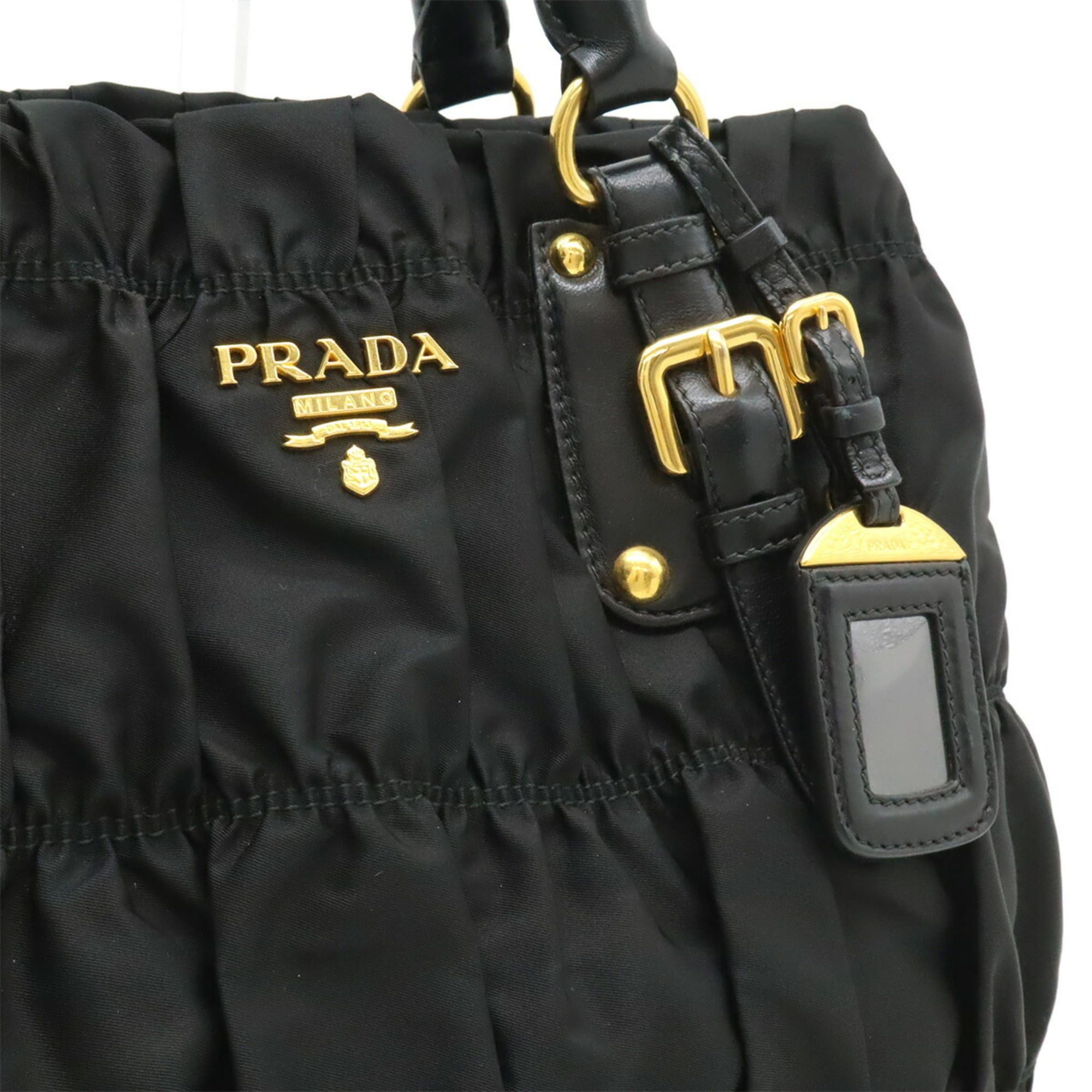 Prada PRADA TESSUTO Gathered Tote Bag, Handbag, Shoulder Nylon, NERO Black (BN1792) Size ONE SIZE - 8 Thumbnail