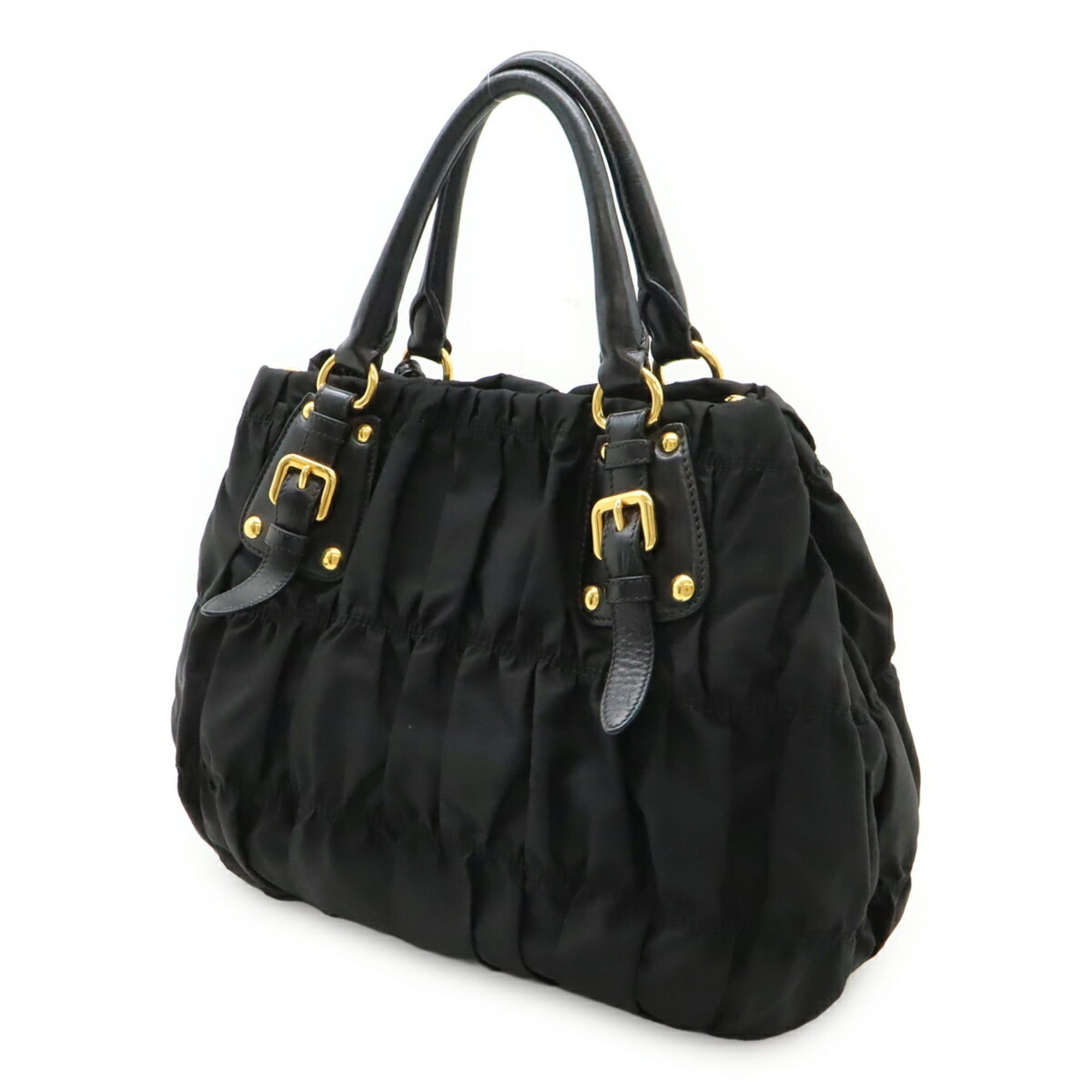 Prada PRADA TESSUTO Gathered Tote Bag, Handbag, Shoulder Nylon, NERO Black (BN1792) Size ONE SIZE - 3 Thumbnail