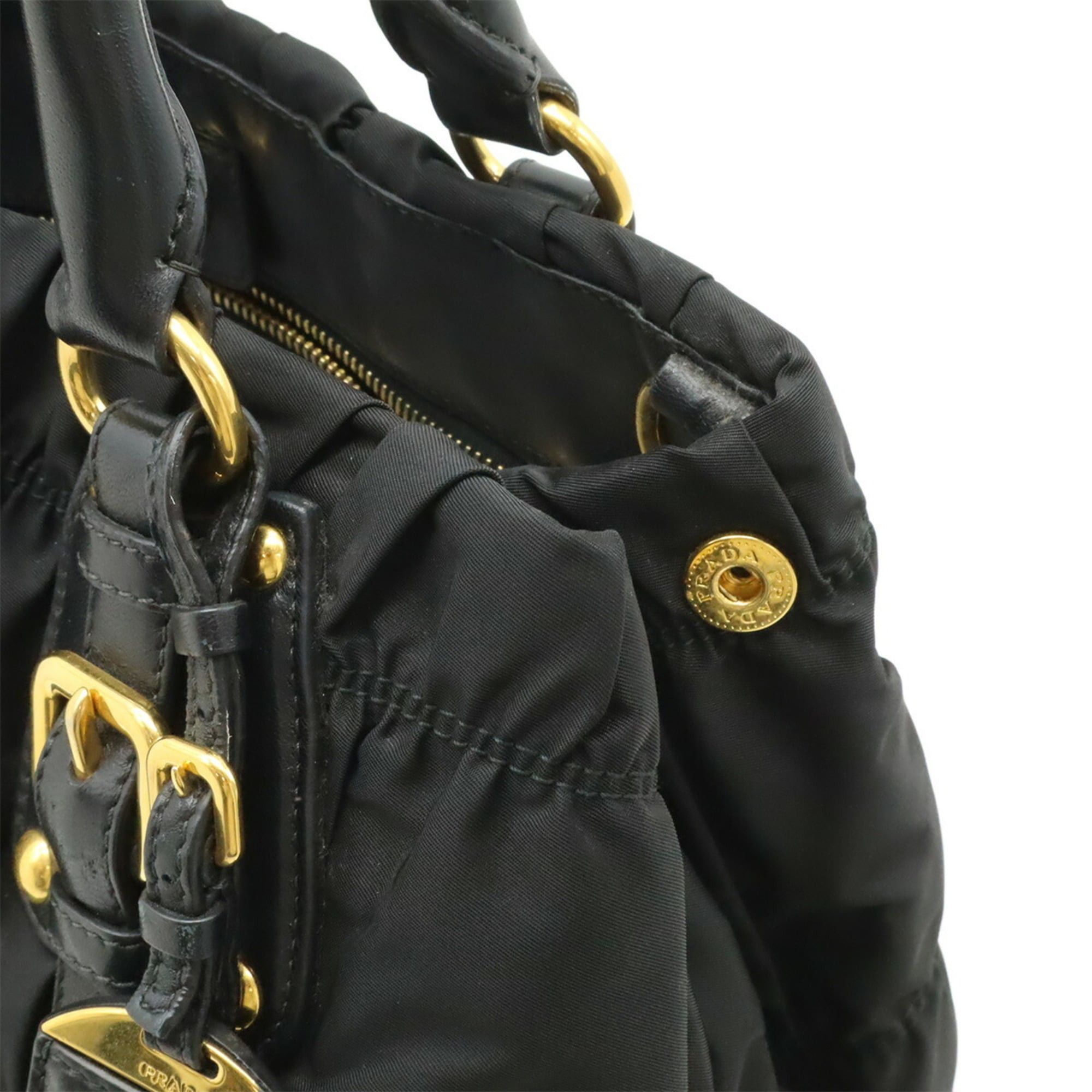 Prada PRADA TESSUTO Gathered Tote Bag, Handbag, Shoulder Nylon, NERO Black (BN1792) Size ONE SIZE - 7 Thumbnail