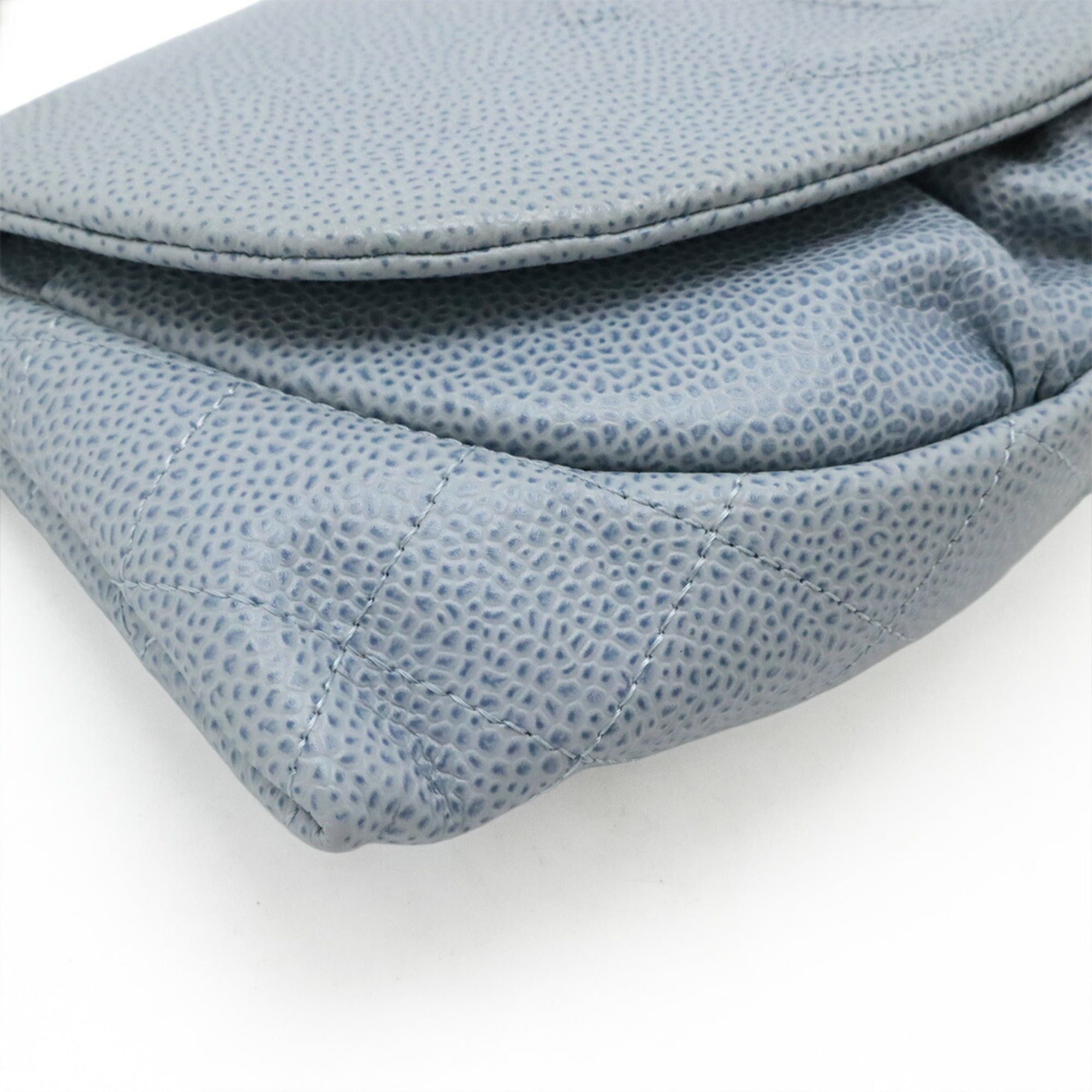 Chanel CHANEL Half Moon Coco Mark Wallet Chain Shoulder Bag Pouch Caviar Leather Light Blue A40033 Size ONE SIZE - 4 Thumbnail