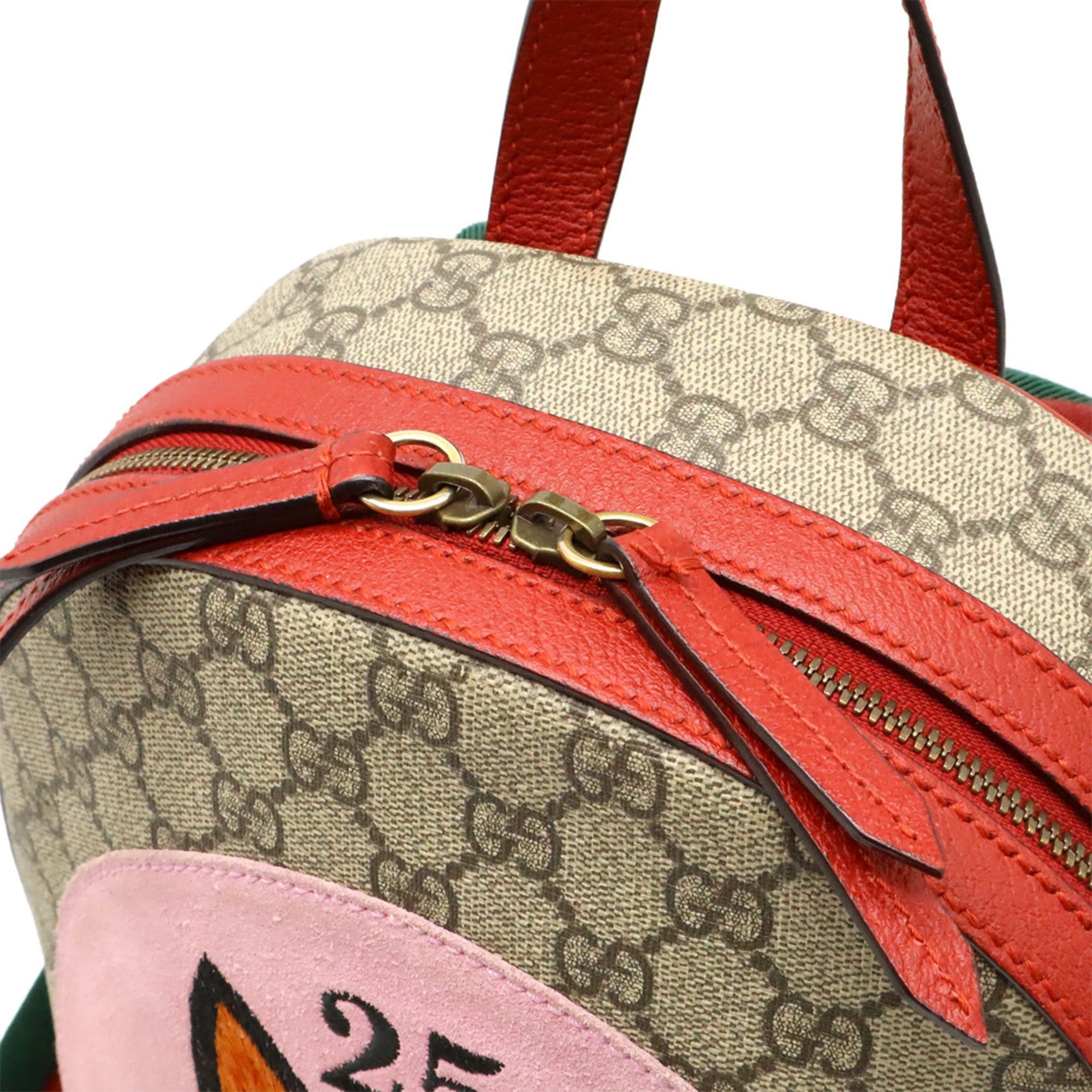 Gucci GUCCI GG Supreme BOSCO appliqué dog backpack, leather, beige/red, 495621 Size ONE SIZE - 8 Thumbnail