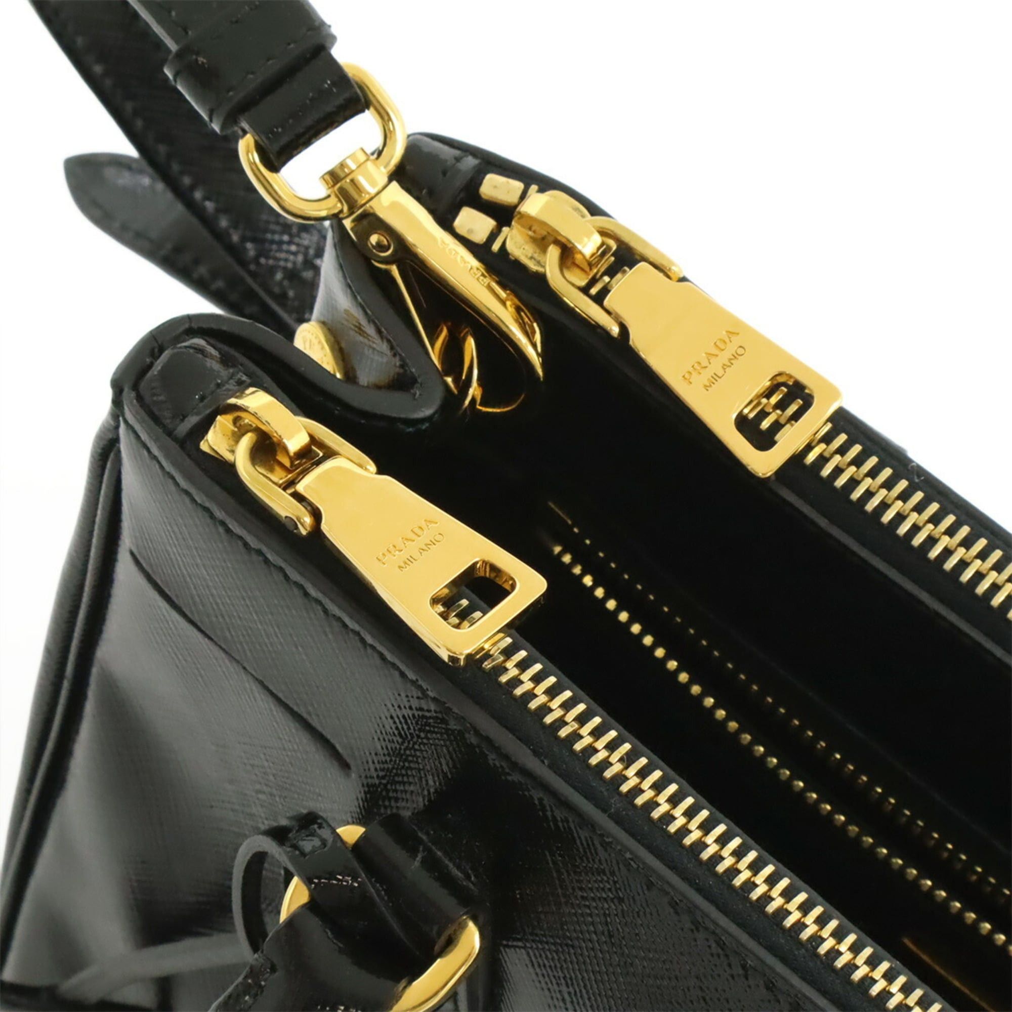 Prada PRADA Galleria Saffiano Handbag/Shoulder Bag, Patent Leather, NERO Black, Purchased from an Overseas Duty-Free Shop, BN2316 Size ONE SIZE - 8 Thumbnail