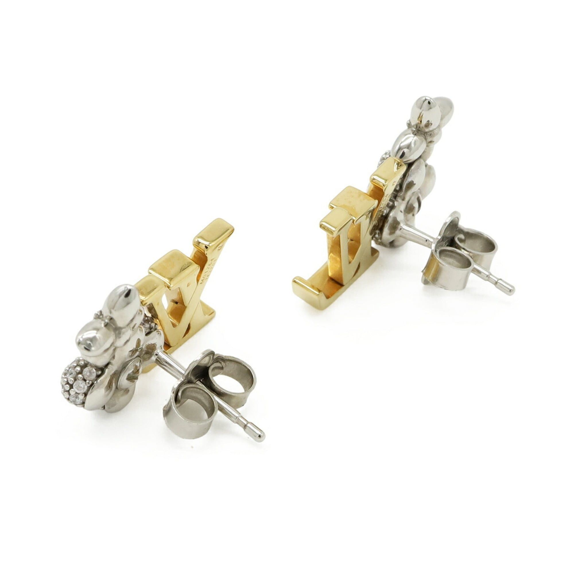 Louis Vuitton Louis Vuitton Earrings Pus LV Glam GP Zircon Gold Silver M03015 Size ONE SIZE - 3 Thumbnail