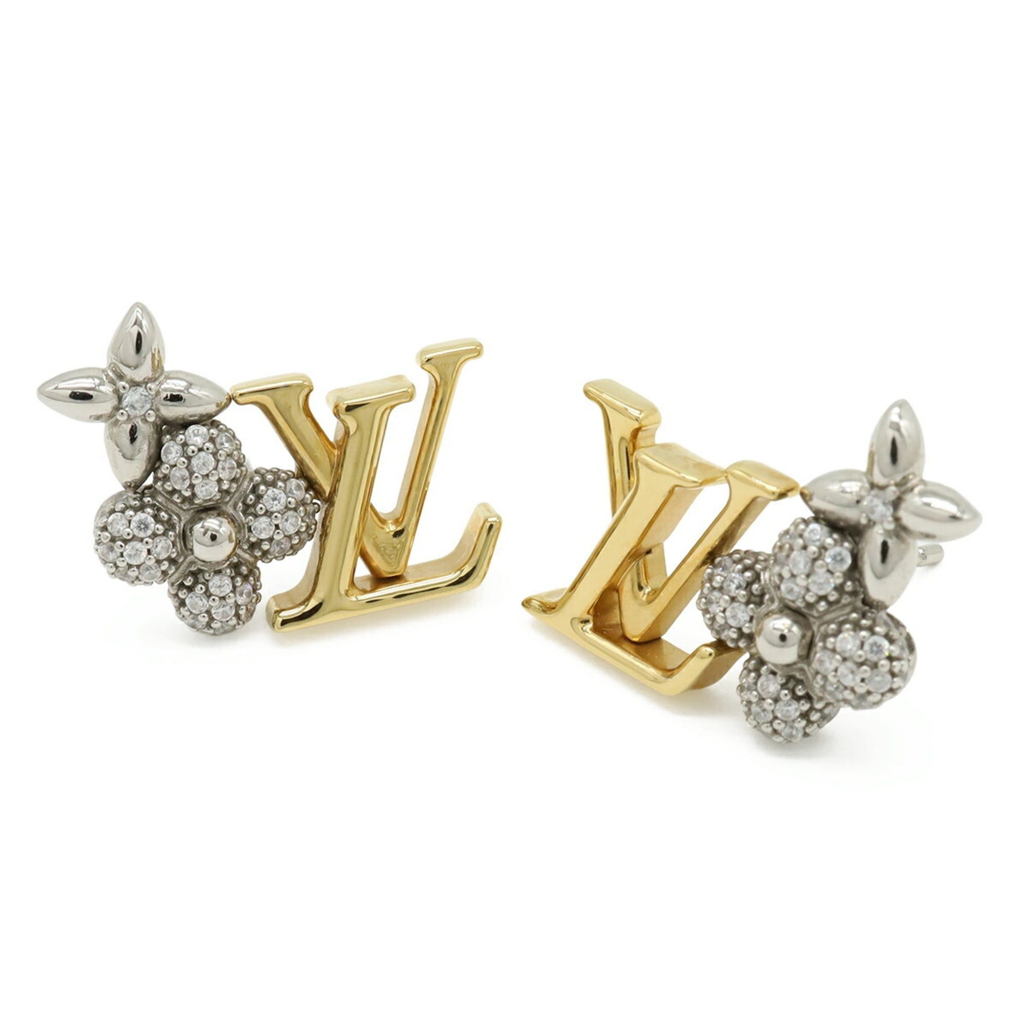 Louis Vuitton Louis Vuitton Earrings Pus LV Glam GP Zircon Gold Silver M03015 Size ONE SIZE - 5 Thumbnail
