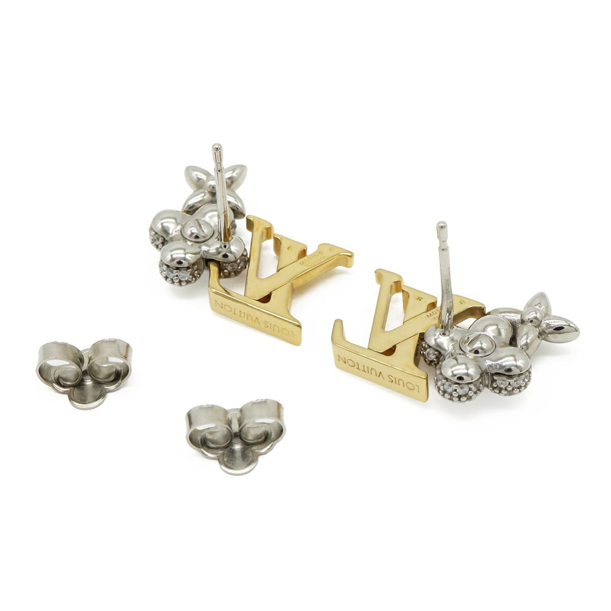 Louis Vuitton Louis Vuitton Earrings Pus LV Glam GP Zircon Gold Silver M03015 Size ONE SIZE - 4 Thumbnail