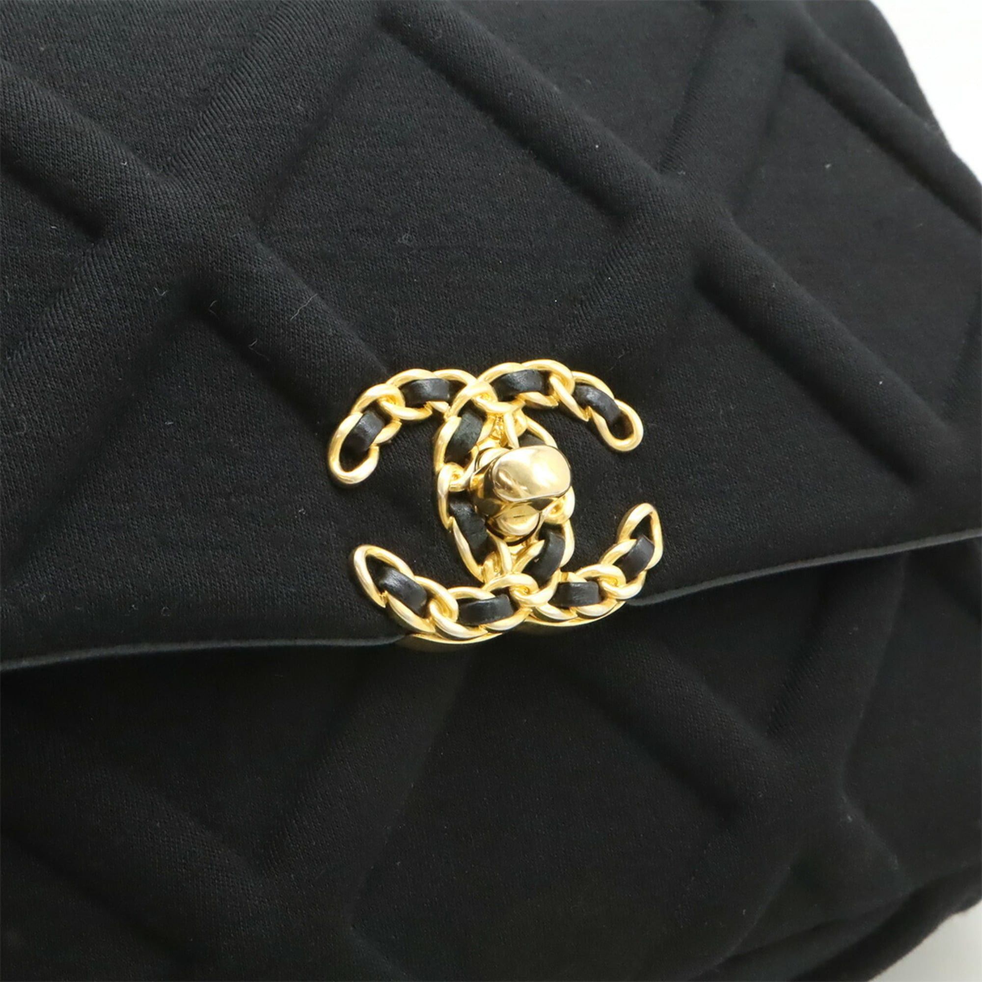 Chanel Chanel 19 Matelassé Coco Mark Chain Bag Cotton Jersey Black AS1160 Size ONE SIZE - 10 Thumbnail