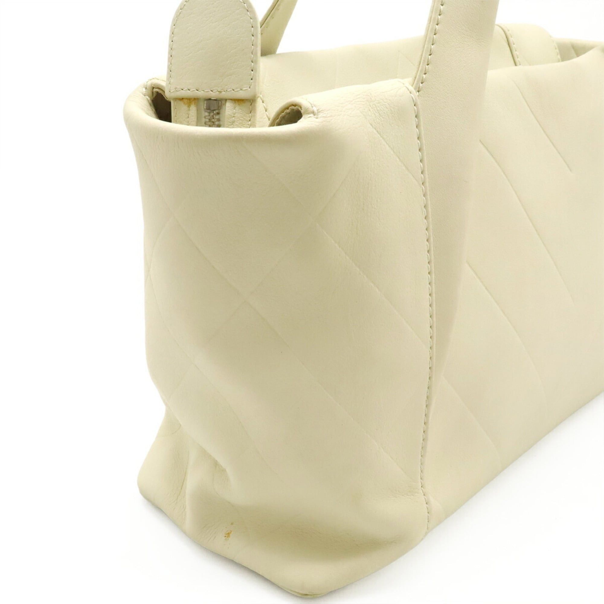 Chanel CHANEL V-stitch Coco Mark Handbag Tote Bag Leather Ivory White Size ONE SIZE - 5 Thumbnail