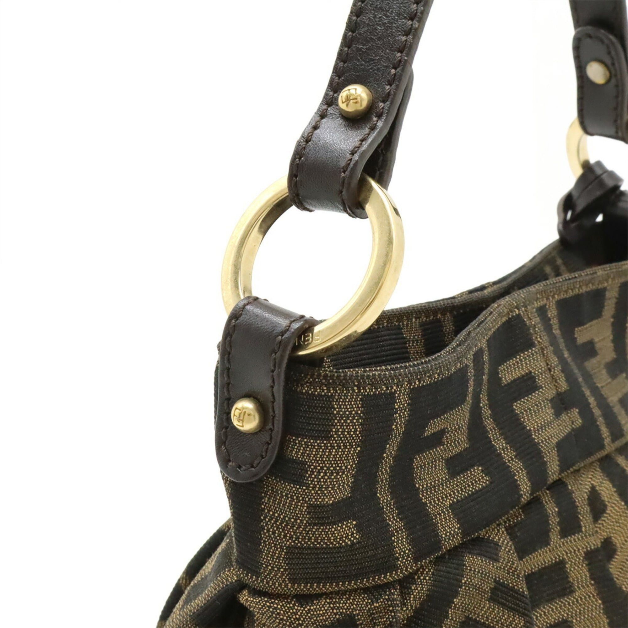 Fendi FENDI Zucca pattern FF motif handbag, canvas and leather, brown/black, 8BK044 Size ONE SIZE - 5 Thumbnail
