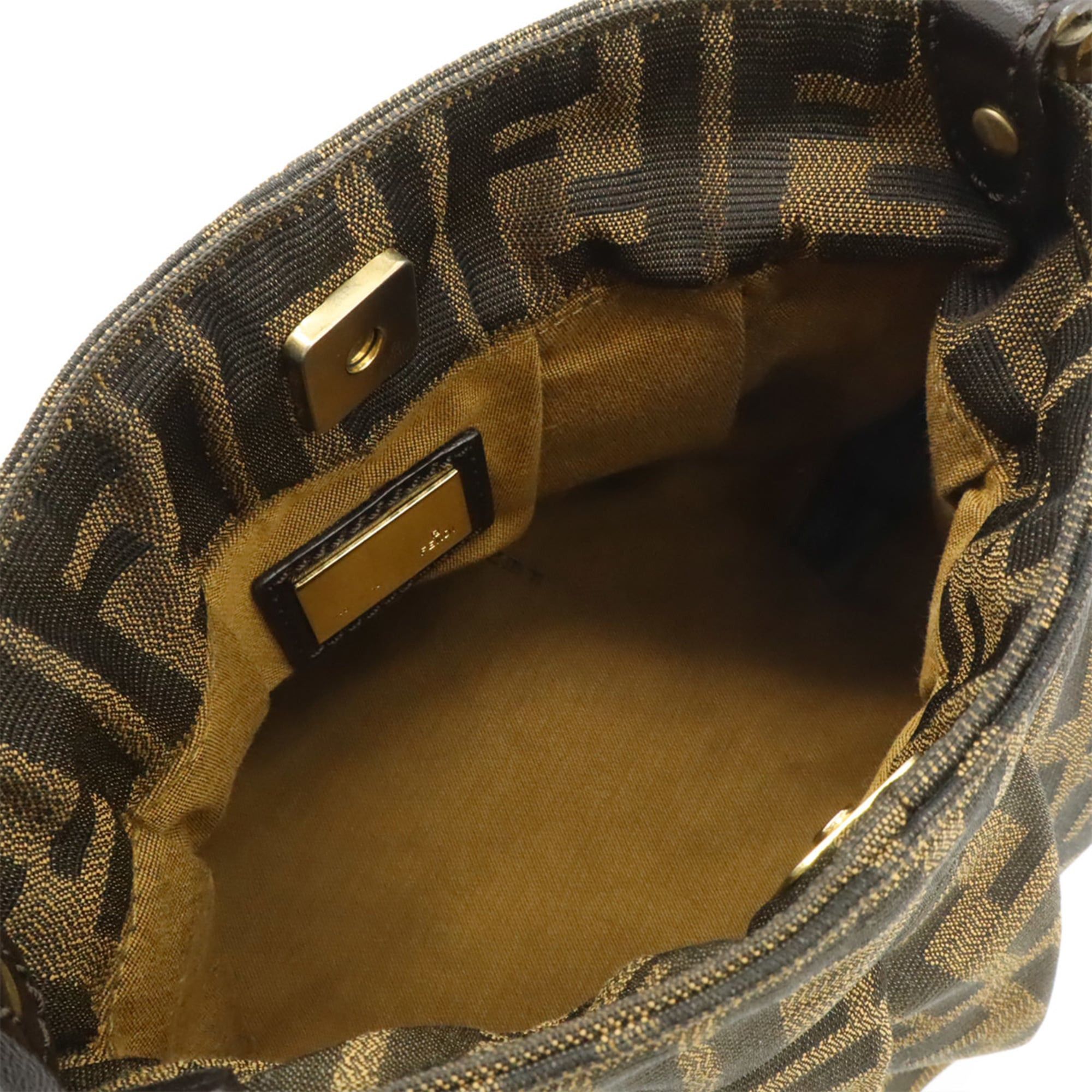 Fendi FENDI Zucca pattern FF motif handbag, canvas and leather, brown/black, 8BK044 Size ONE SIZE - 7 Thumbnail