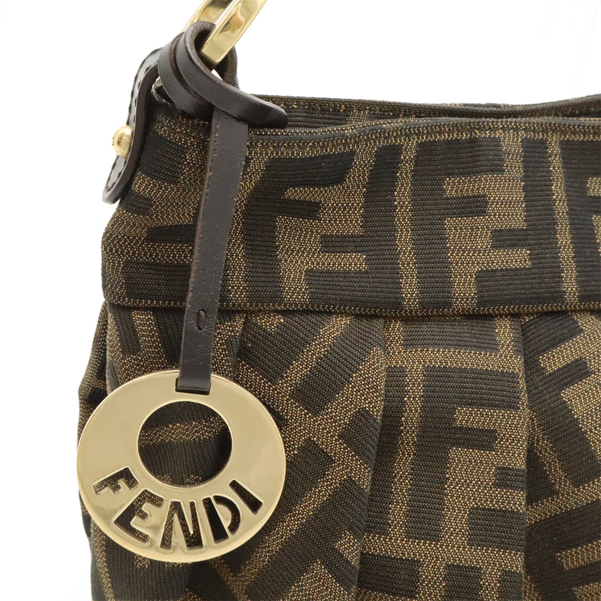Fendi FENDI Zucca pattern FF motif handbag, canvas and leather, brown/black, 8BK044 Size ONE SIZE - 8 Thumbnail