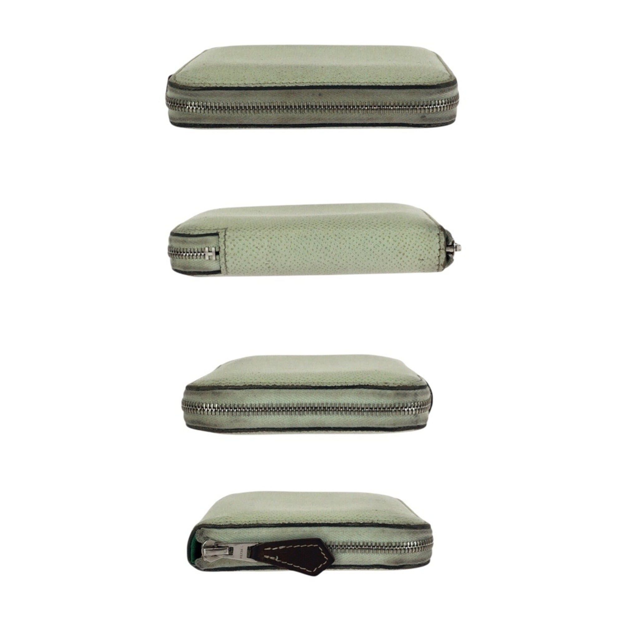 Hermes HERMES Azap Silk In Compact Light Green Silver Hardware Veau Epsom Folding Wallet Coin Purse U Stamp Women's Size ONE SIZE - 10 Thumbnail