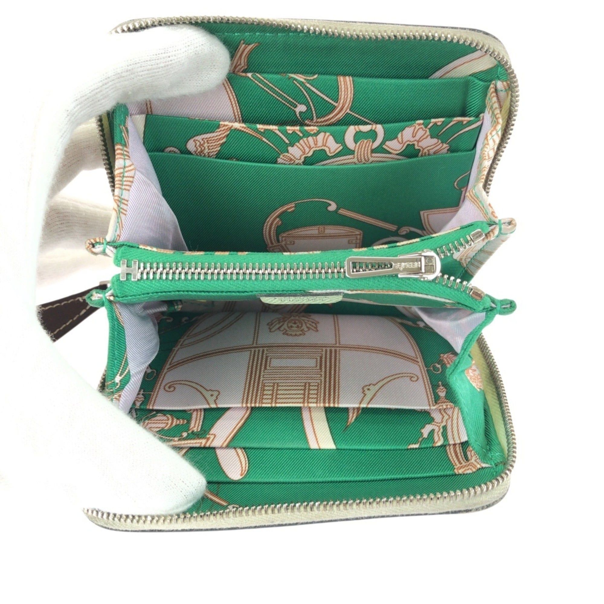 Hermes HERMES Azap Silk In Compact Light Green Silver Hardware Veau Epsom Folding Wallet Coin Purse U Stamp Women's Size ONE SIZE - 8 Thumbnail