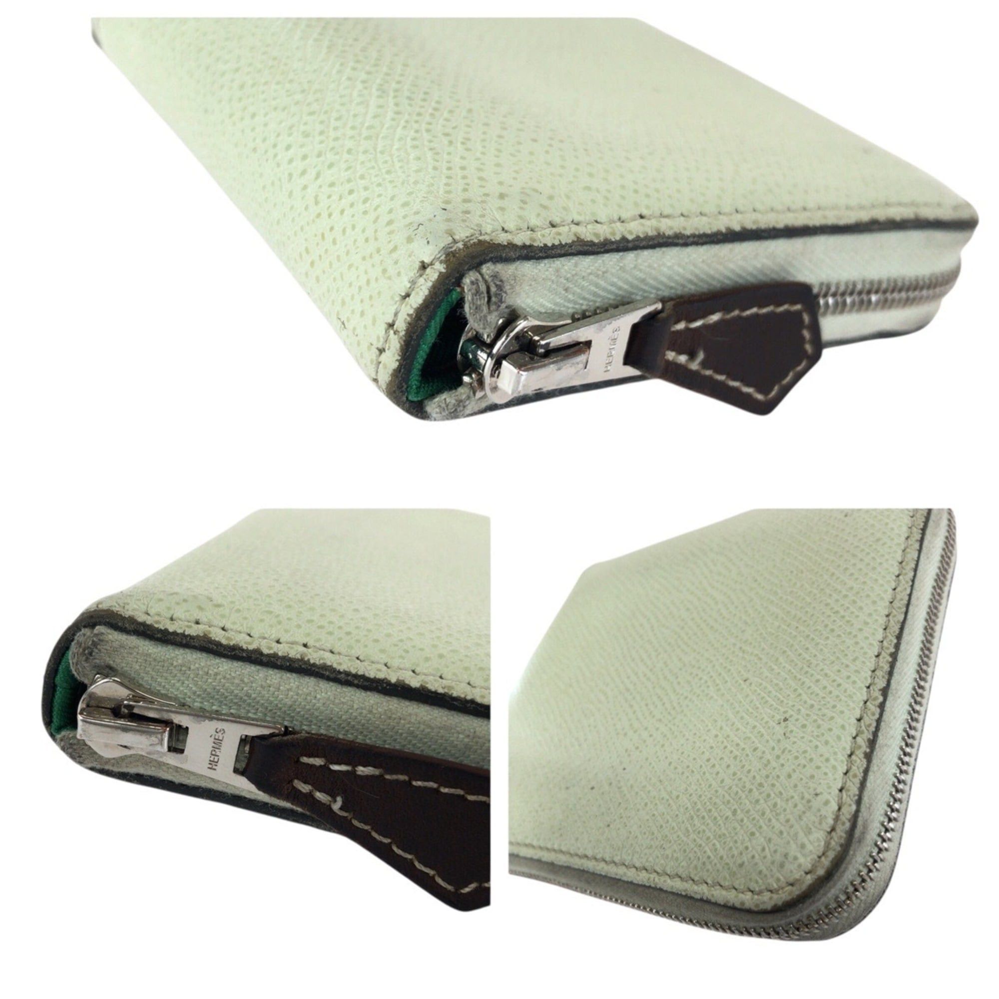 Hermes HERMES Azap Silk In Compact Light Green Silver Hardware Veau Epsom Folding Wallet Coin Purse U Stamp Women's Size ONE SIZE - 6 Thumbnail